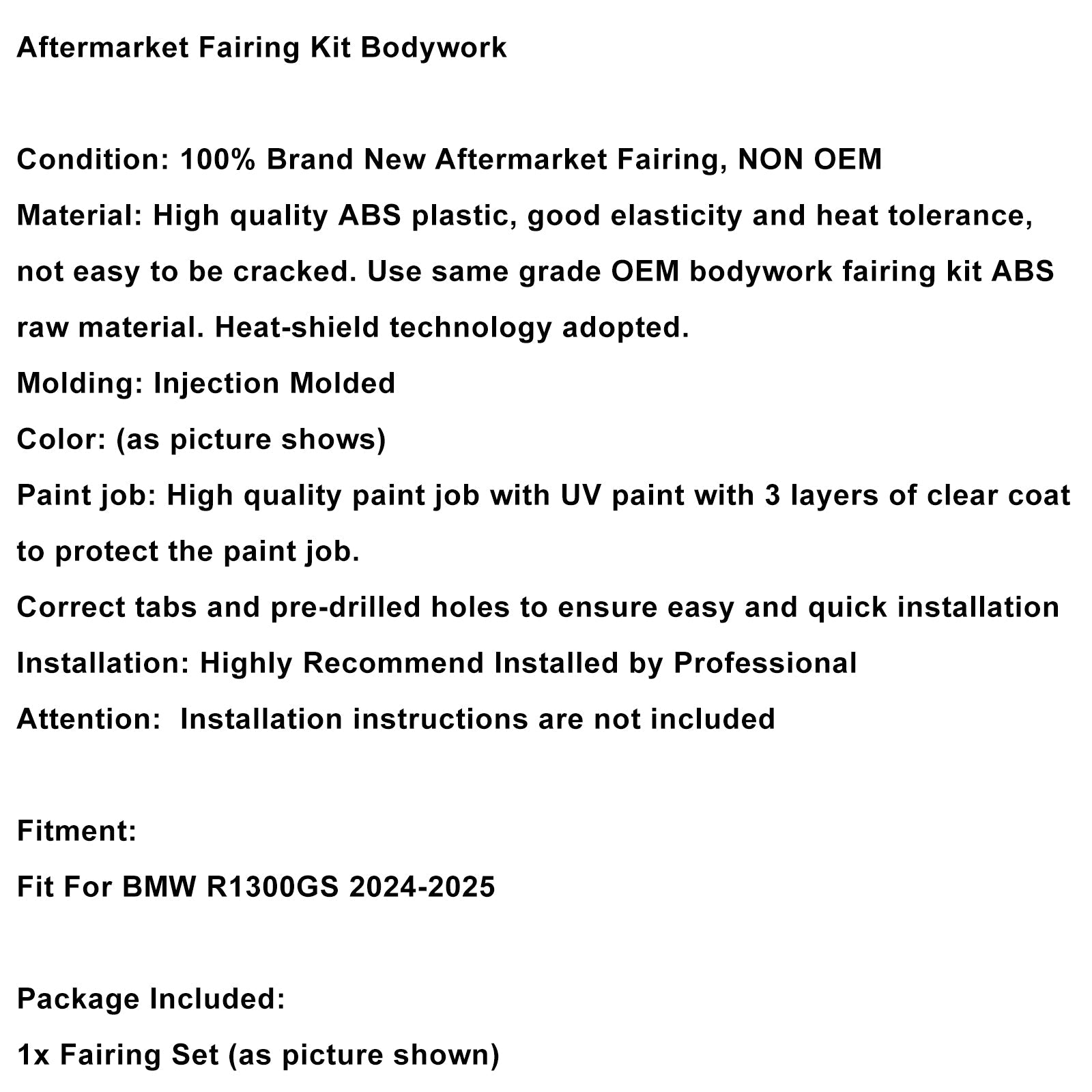 Kit de carénage de carrosserie en plastique ABS injecté pour BMW R1300GS 2024-2025 04#