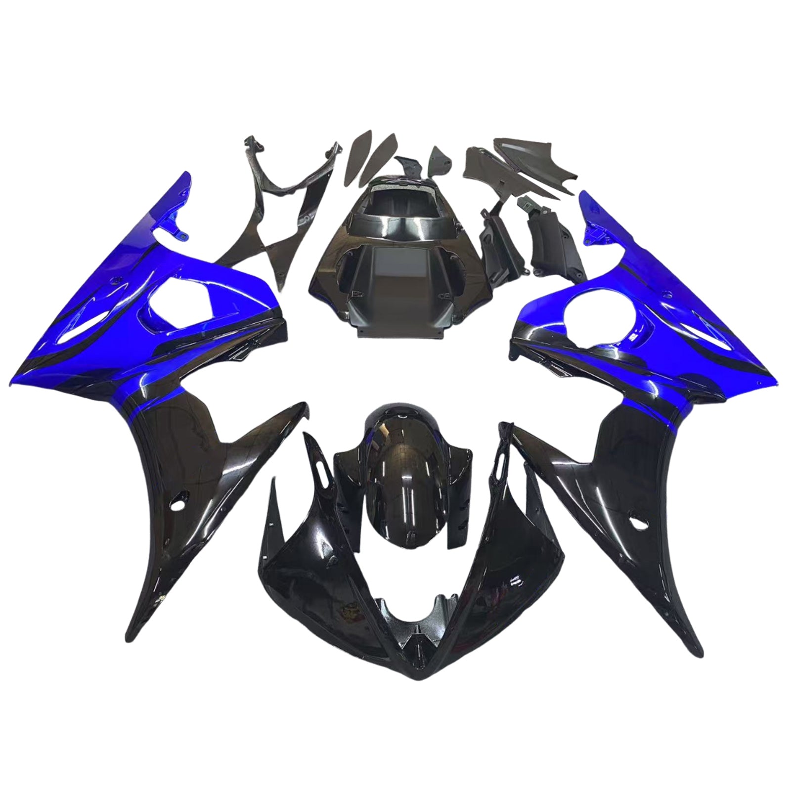 Kit de carénage en plastique moulé par injection bleu et noir avec kit de vis pour Yamaha YZF R6 2005