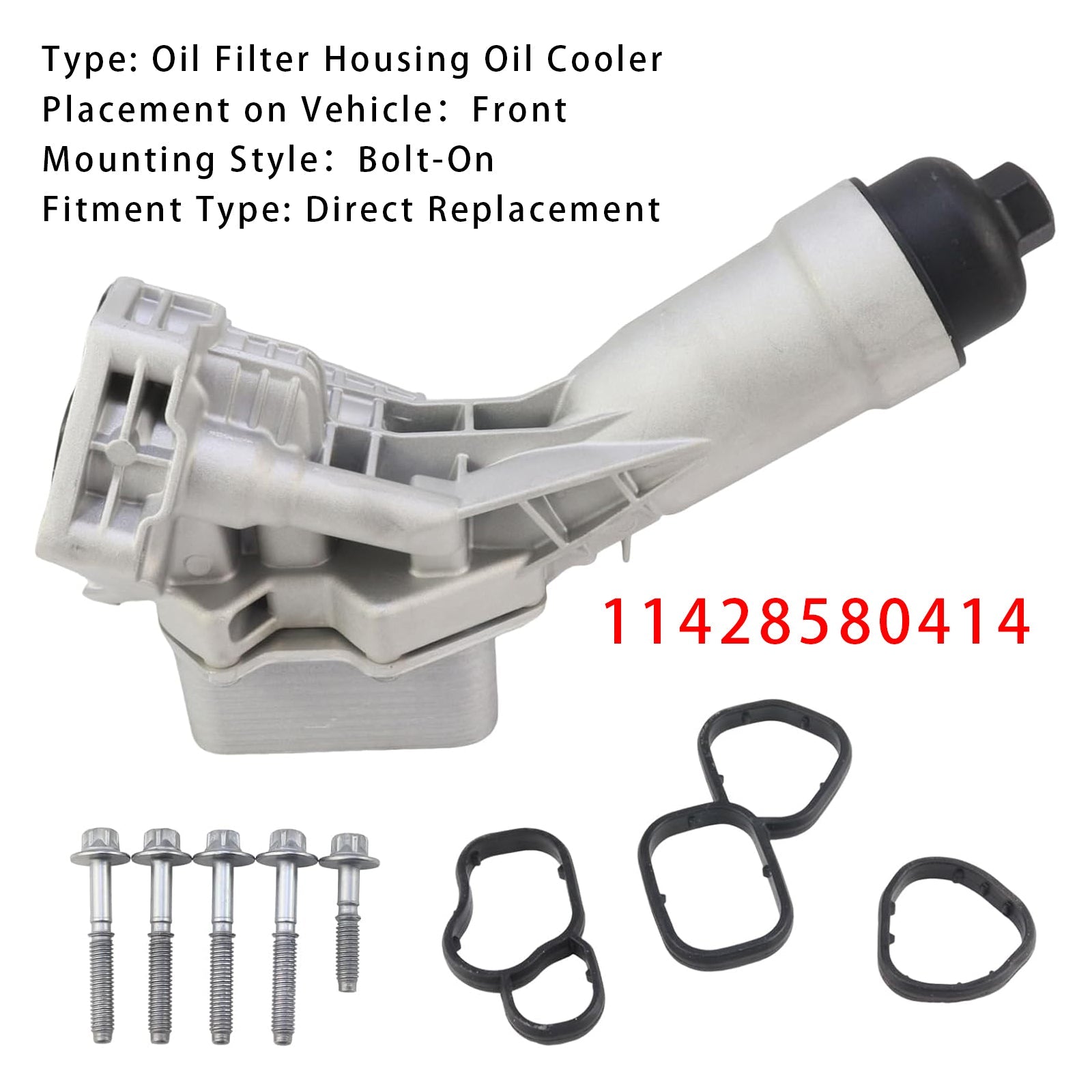 Boîtier de filtre à huile et refroidisseur d'huile pour BMW 230i, 330i, 430i, 530e, 530i, 2021-2025, 11428580414