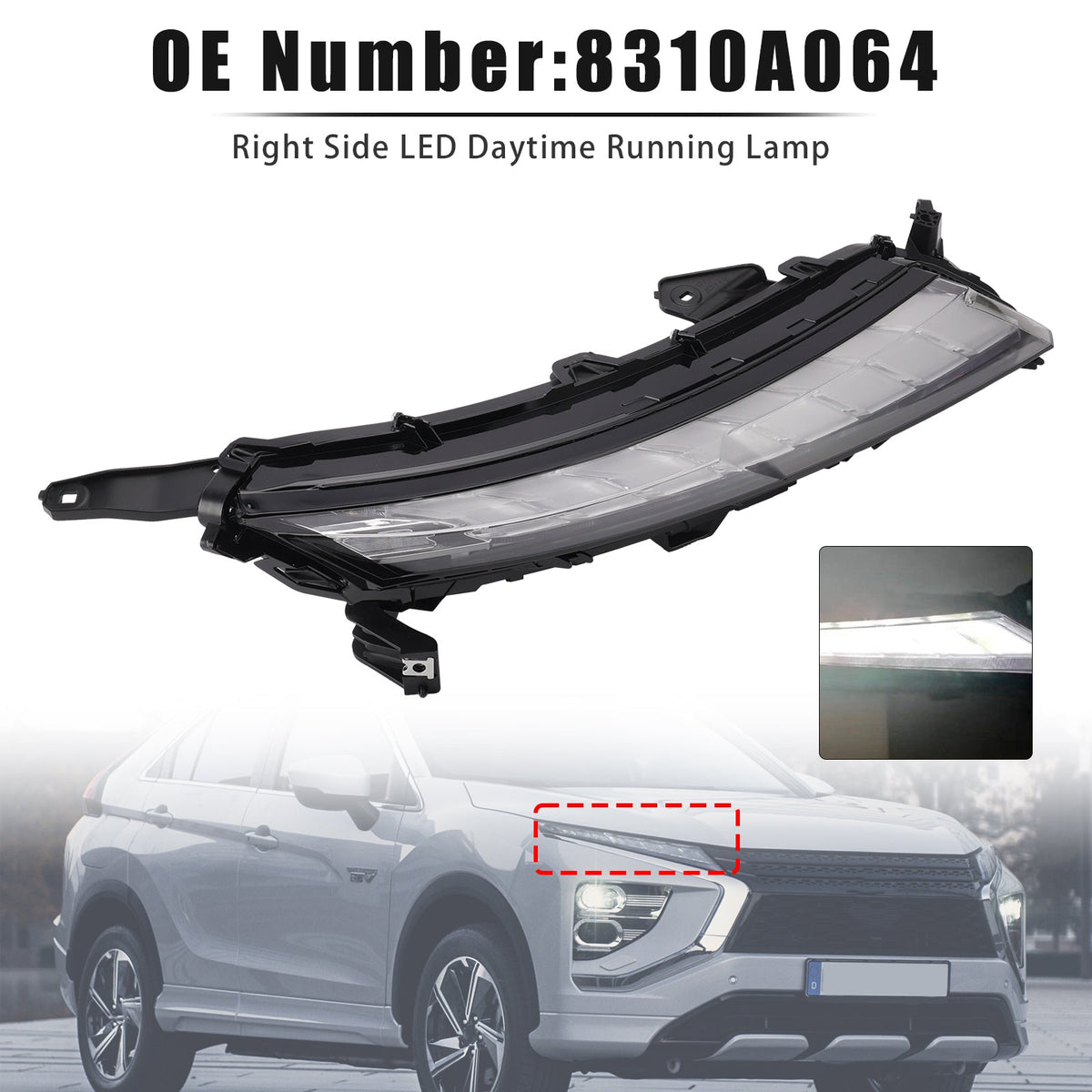 Rechter LED-dagrijverlichting voor Mitsubishi Eclipse Cross (2022-2026) - Onderdeelnummer: 8310A063