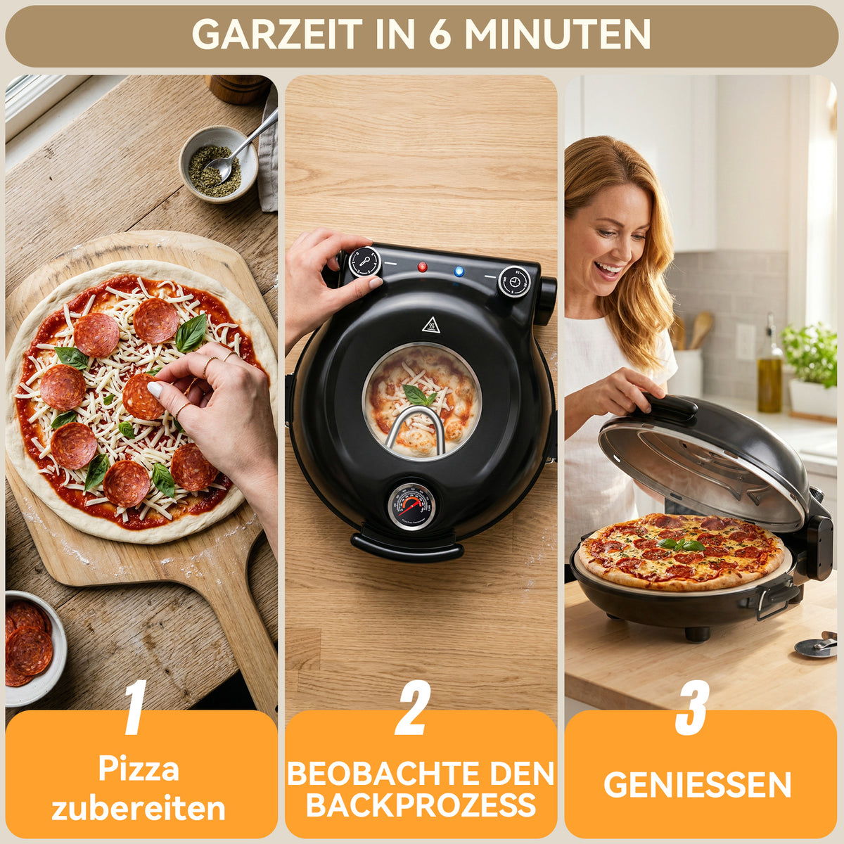 Electric Pizza Maker–12 Inch Electric Pizza Oven Indoor Countertop Maker with Ceramic Stone Heats up to 800˚F
