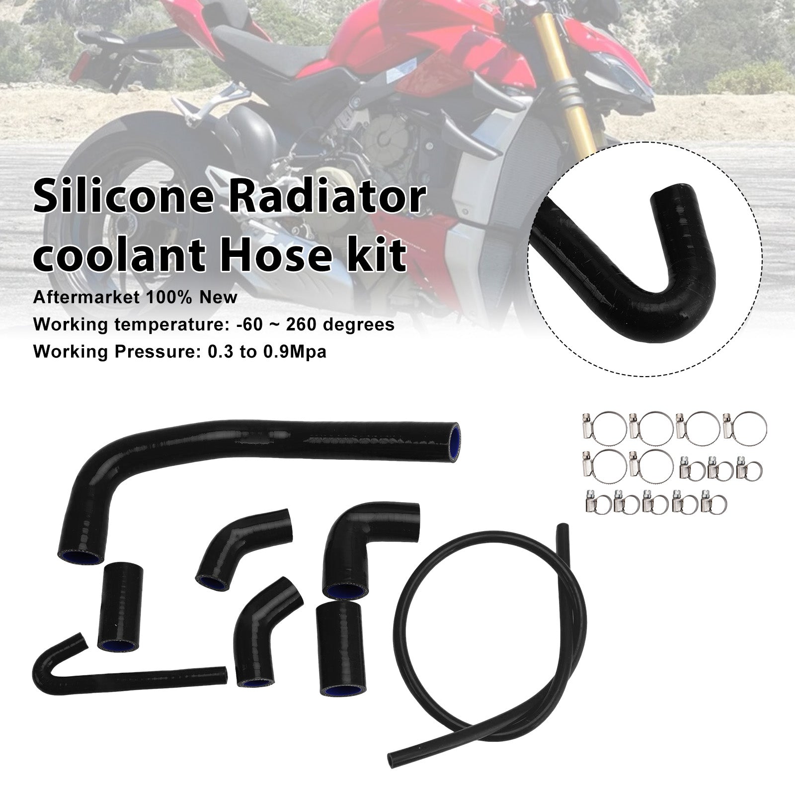 Durite de refroidissement en silicone pour radiateur Ducati Streetfighter V4 V4S (2020-2025)
