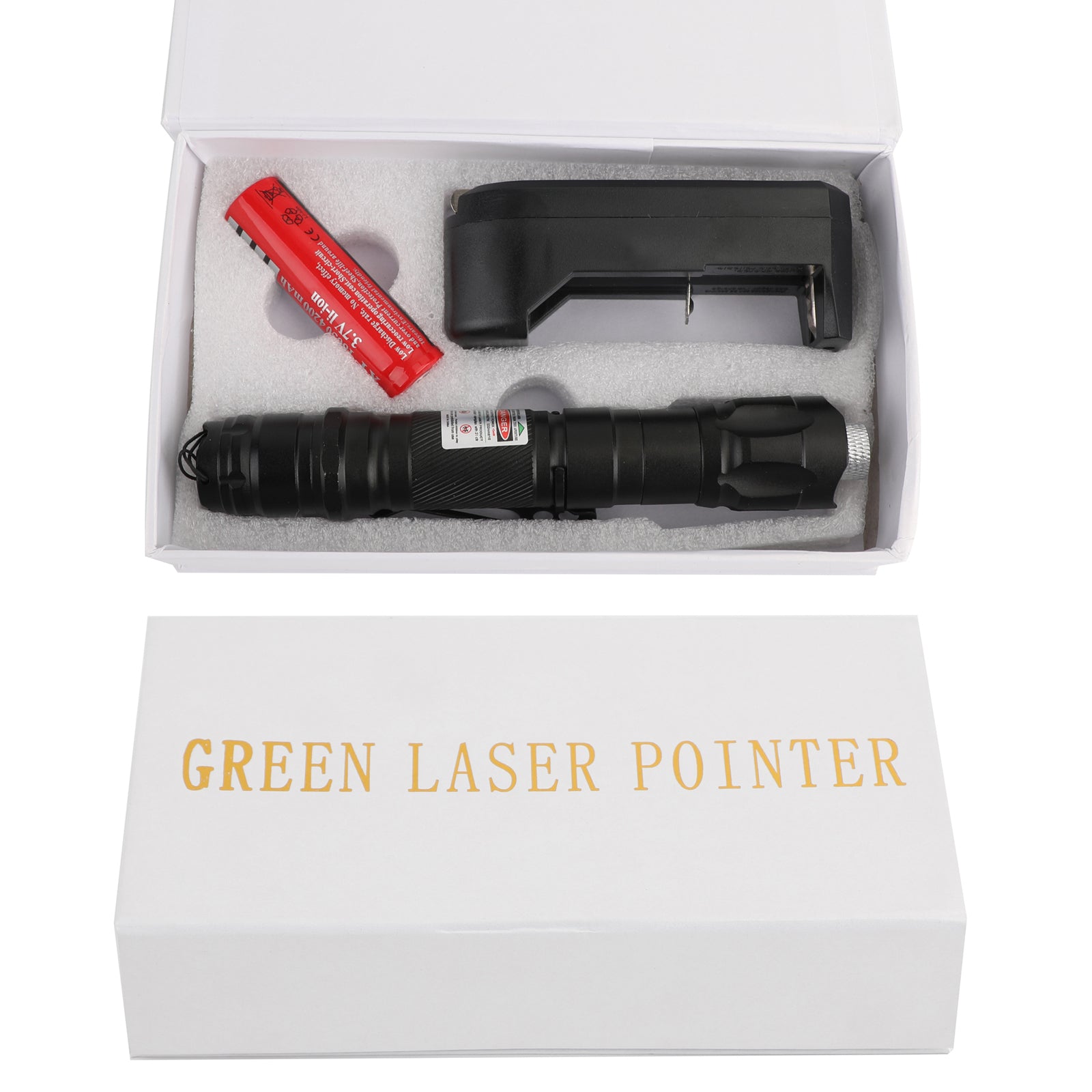 Military 100Miles 532nm Green Laser Pointer Pen Visible Beam + Battery +Star Cap