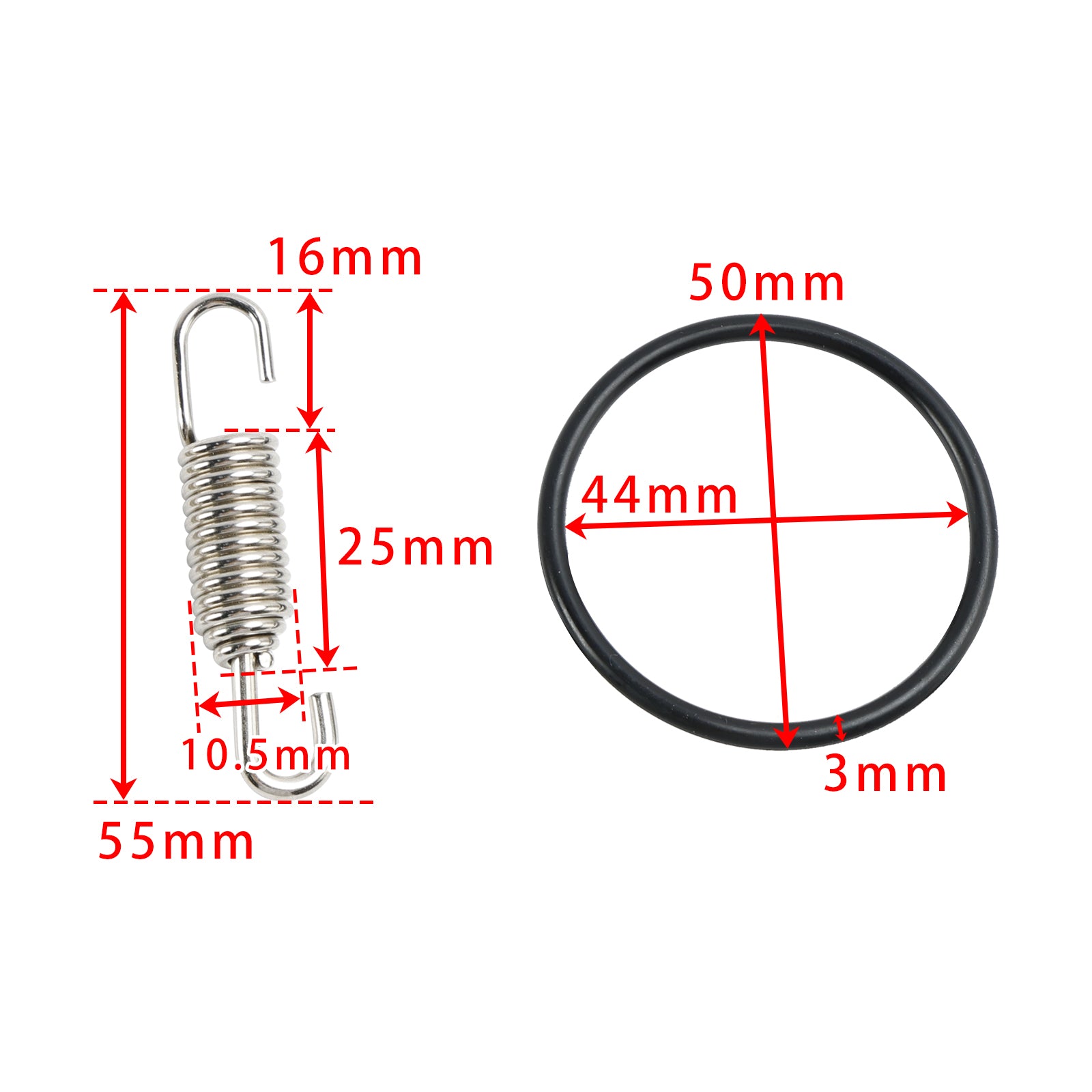 Lot de 2 ressorts de tuyau d';échappement 55 mm et joints toriques pour EXC 250 250EXC EXC250 1999-2021