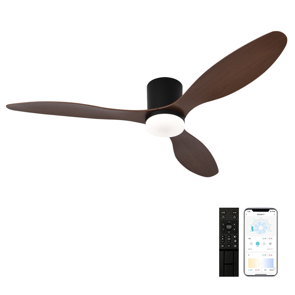 Télécommande/App pour Chambre Moteur DC Ventilateur de Plafond 52 Pouces avec Lumières