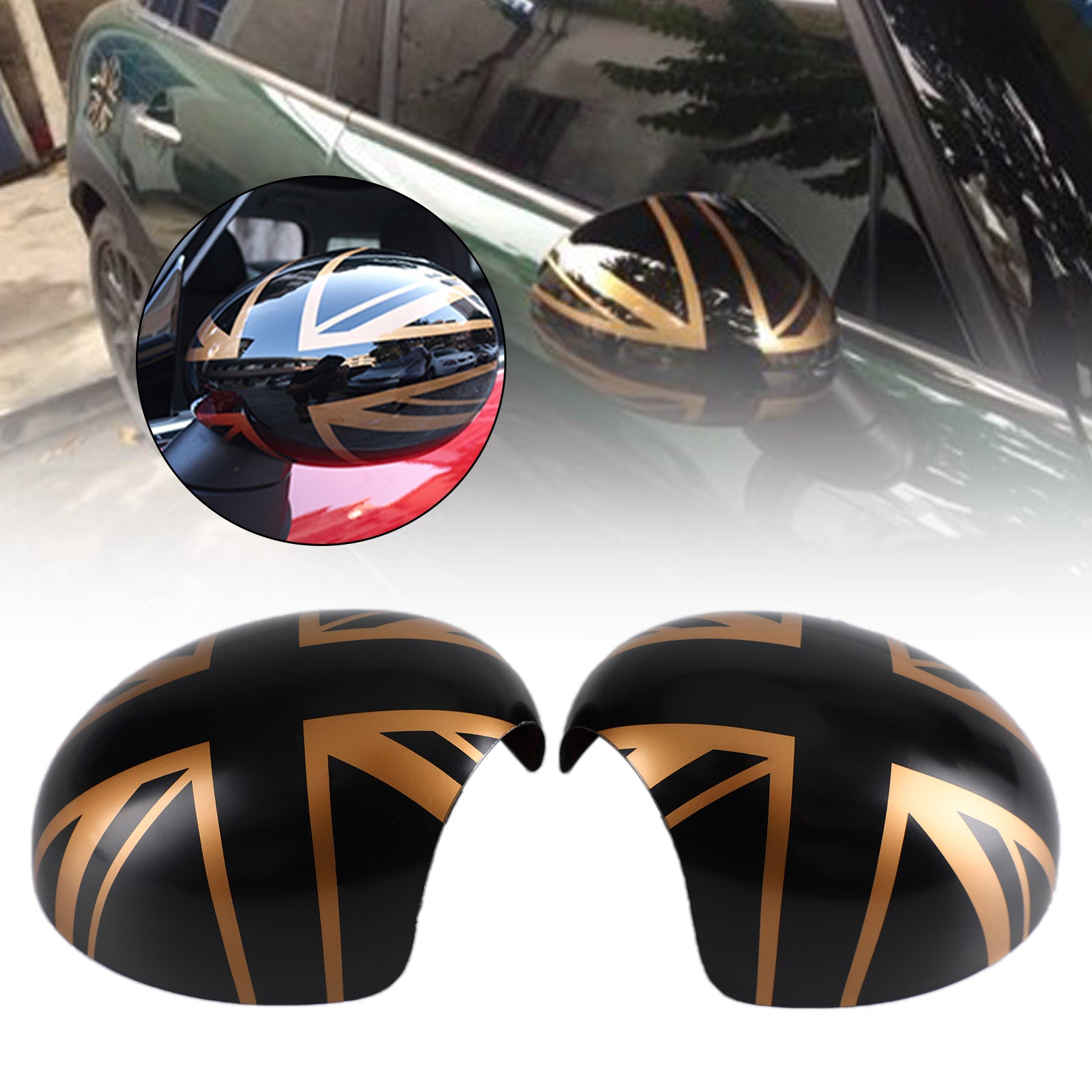 L&H Cubiertas para espejos retrovisores laterales compatibles con MINI Cooper R55 R56 R57 R58 R60 R61 con espejo retrovisor eléctrico plegable