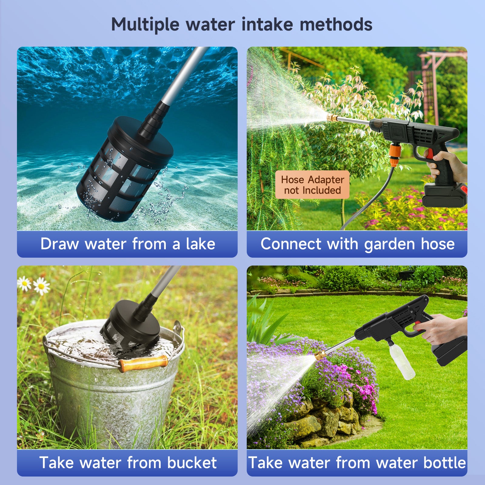 Gigent hogedrukauto -reiniger - 24V batterij - 2x6mAh - 26 staven - zwarte buikspieren