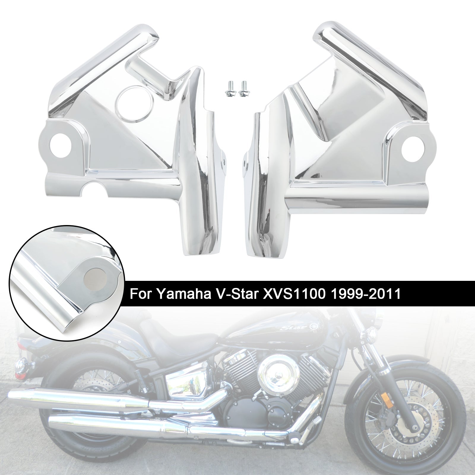 1999-2011 Yamaha V-Star XVS1100 Etuhaarukka Yläkehyksen Kaulan suojus Kromi