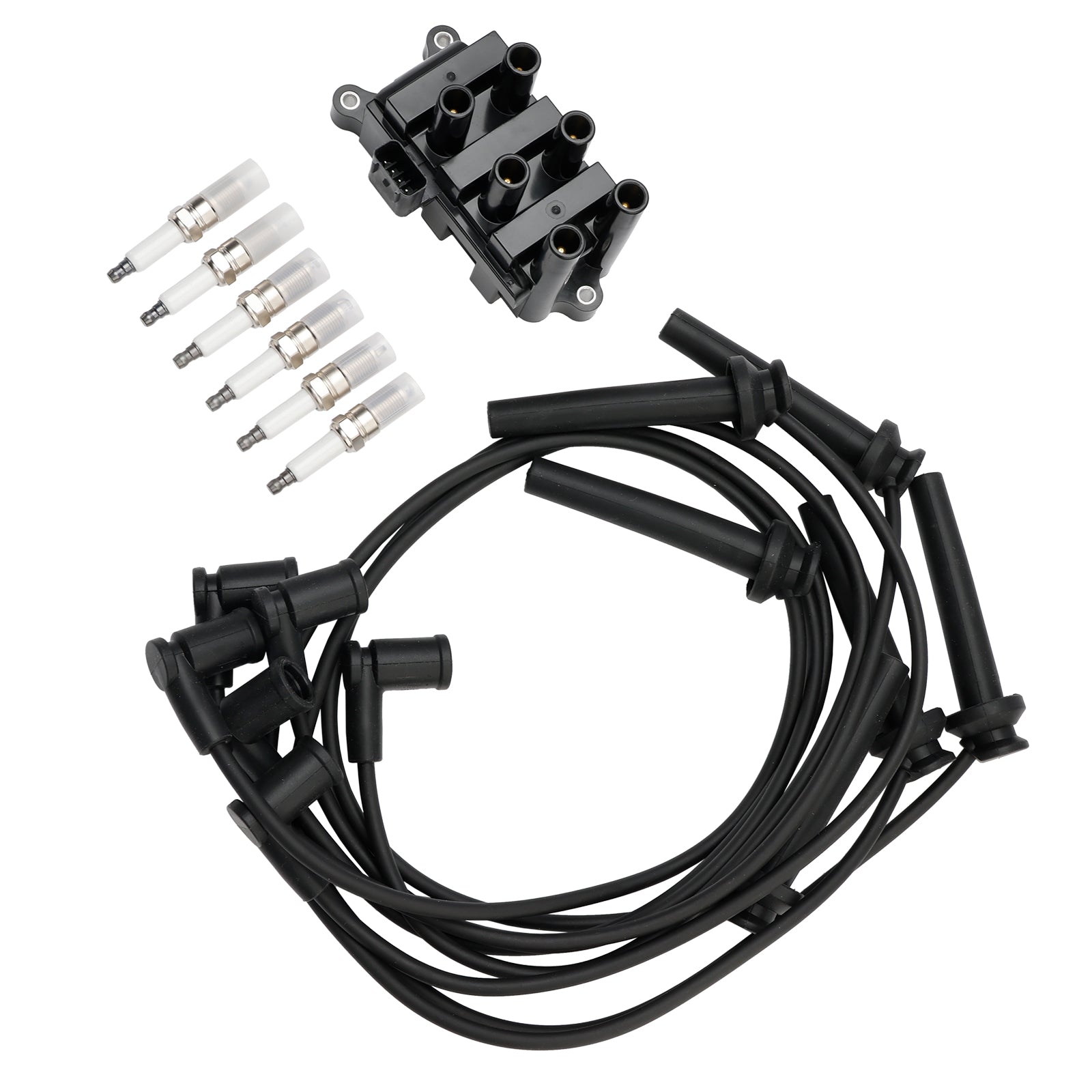 Bobine d'allumage + 6 bougies d'allumage + 6 fils FD498 5F2Z-12029-AD 1F2118100 pour Mazda B3000 V6 3.0L 2001-2008