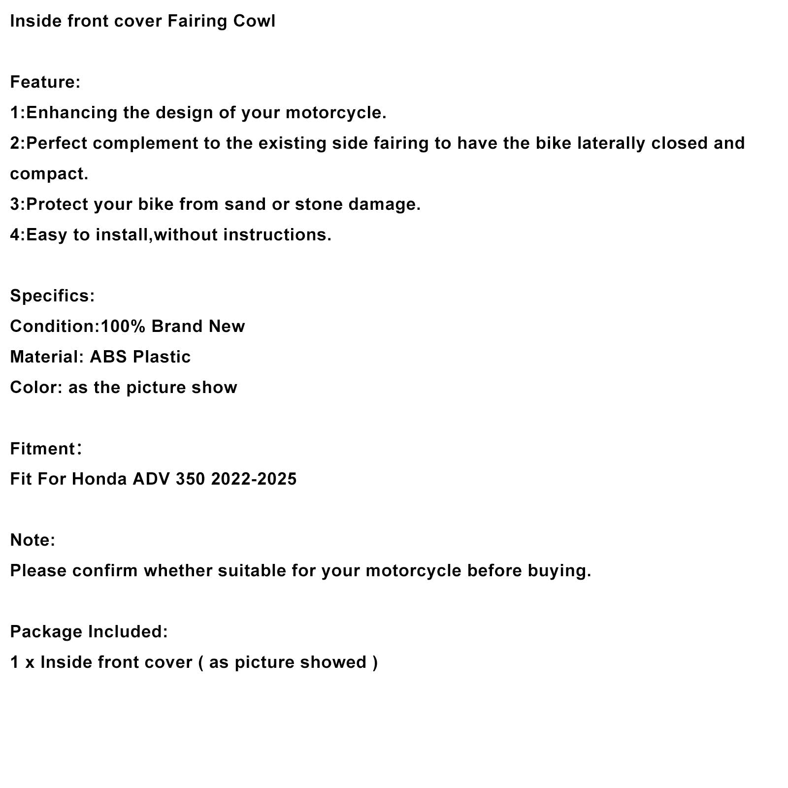 Carenado interior delantero para Honda ADV 350 (2022-2025)