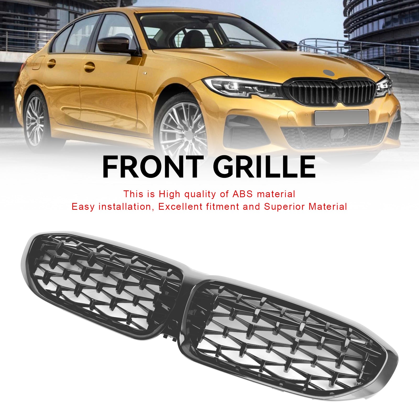 Diamond Black Kidney Grille Grill 51138072085 Pour BMW 3 Series G20 2019-2022