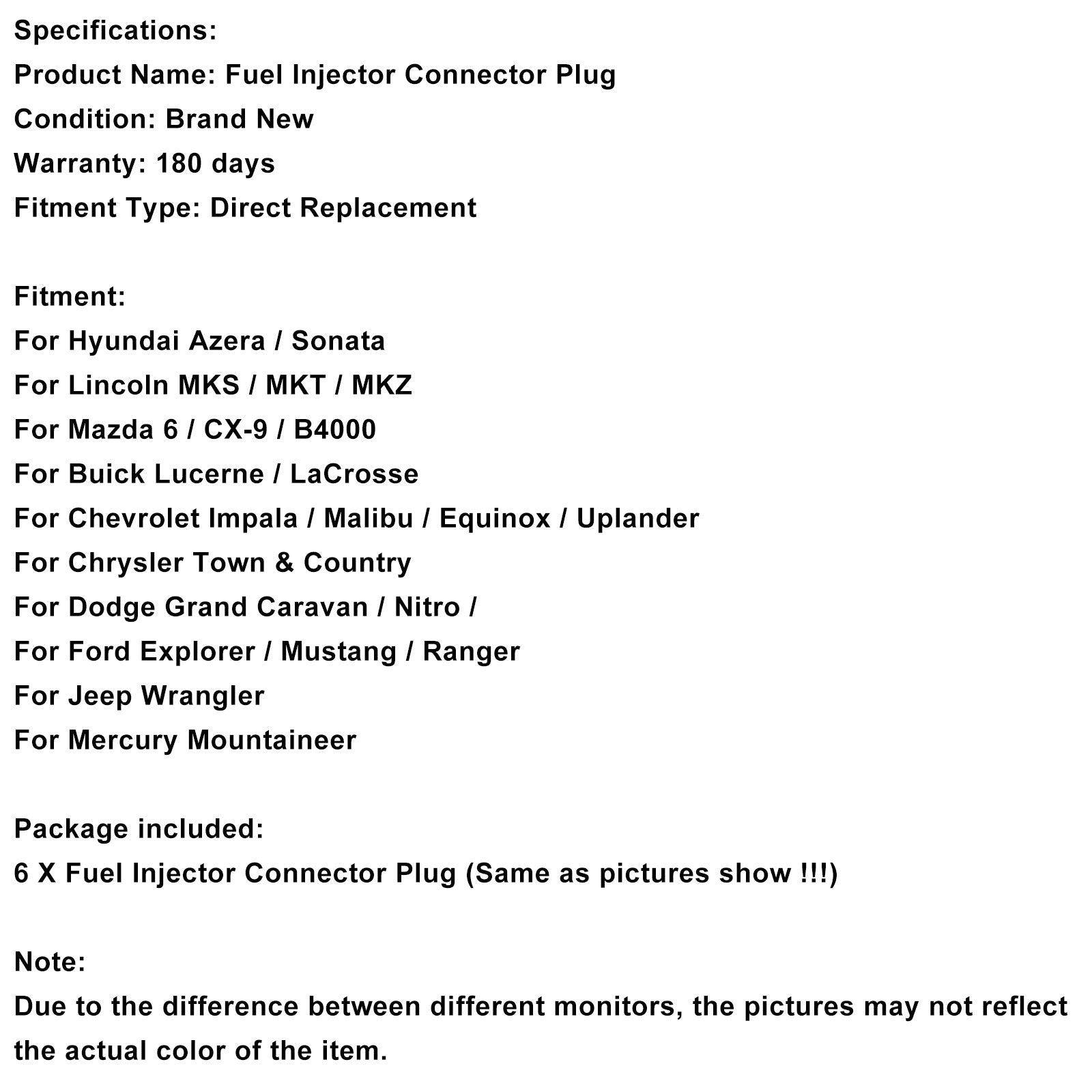 Złącze d'6-EV6 Wtyczka wtryskiwacza paliwa Pigtail Szybkozłączka pasuje do Hyundai