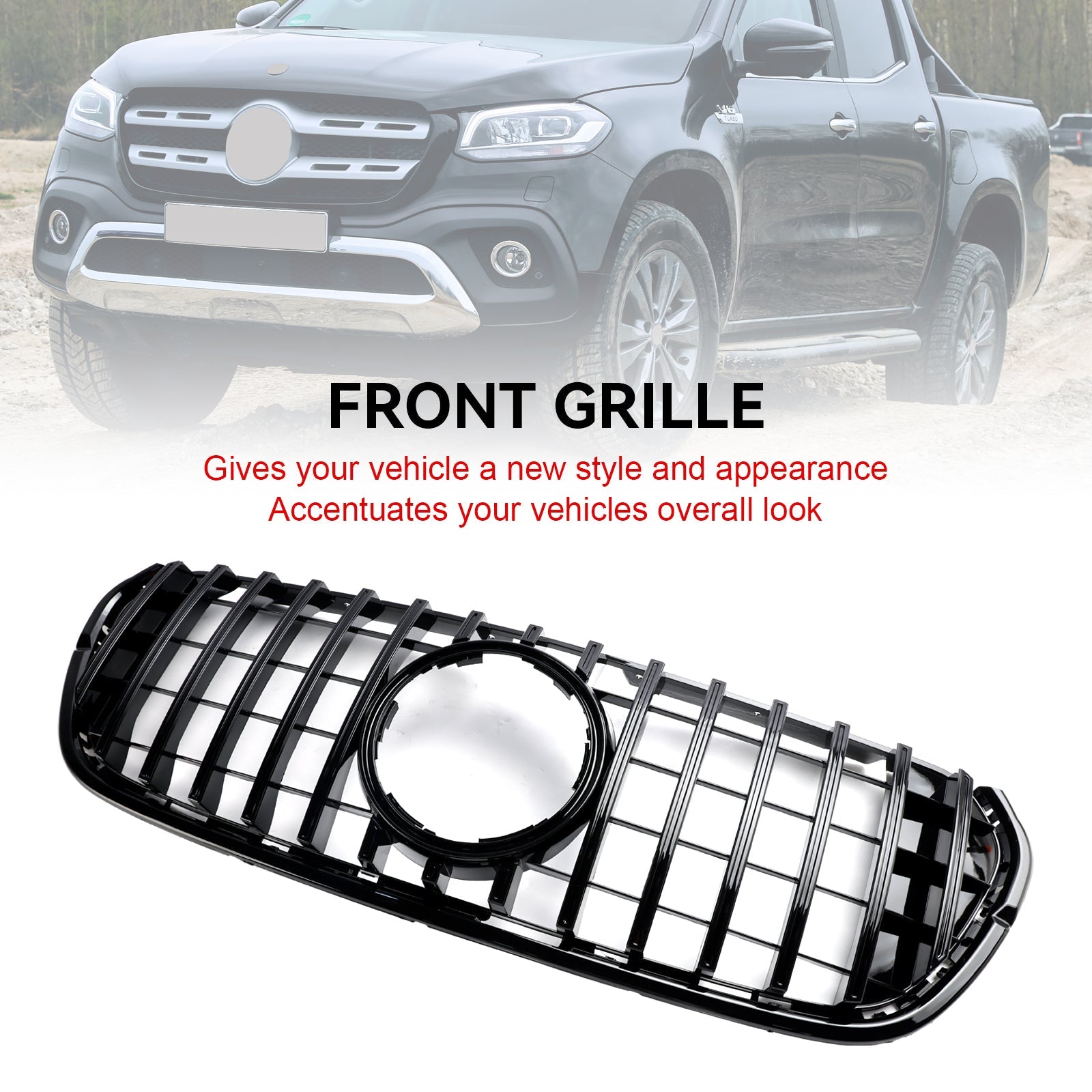 Grille de pare-chocs avant noire pour Mercedes Benz Classe X X470 2017-2019