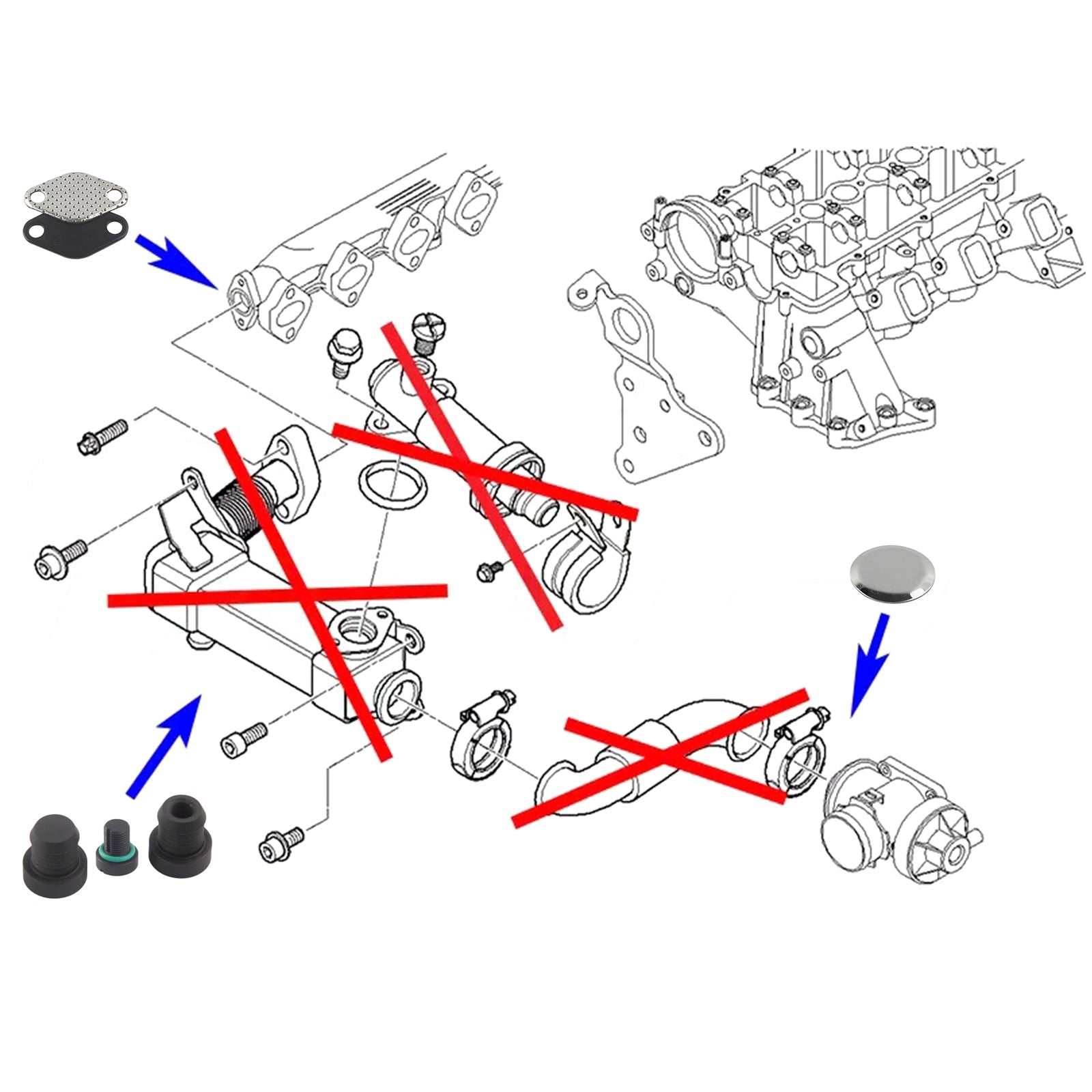Kit de réparation et de remplacement du refroidisseur de vanne EGR pour BMW M47N2 M57N2 E46 E90 E60 E61 E83