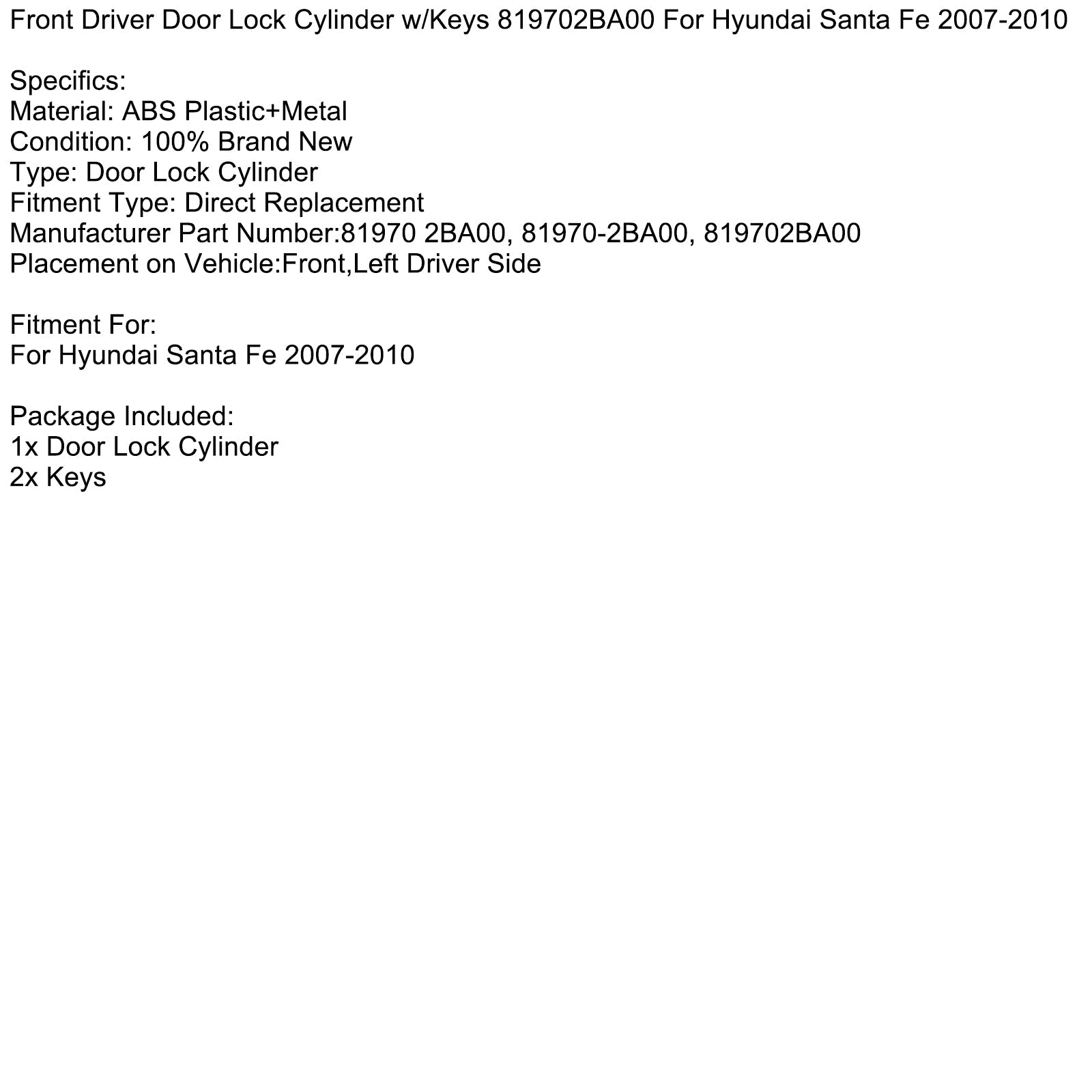 Leva zaklepanja vhodnih vrat Hyundai Santa FE 2007-2010 z 2 tipkami 81970-2BA00