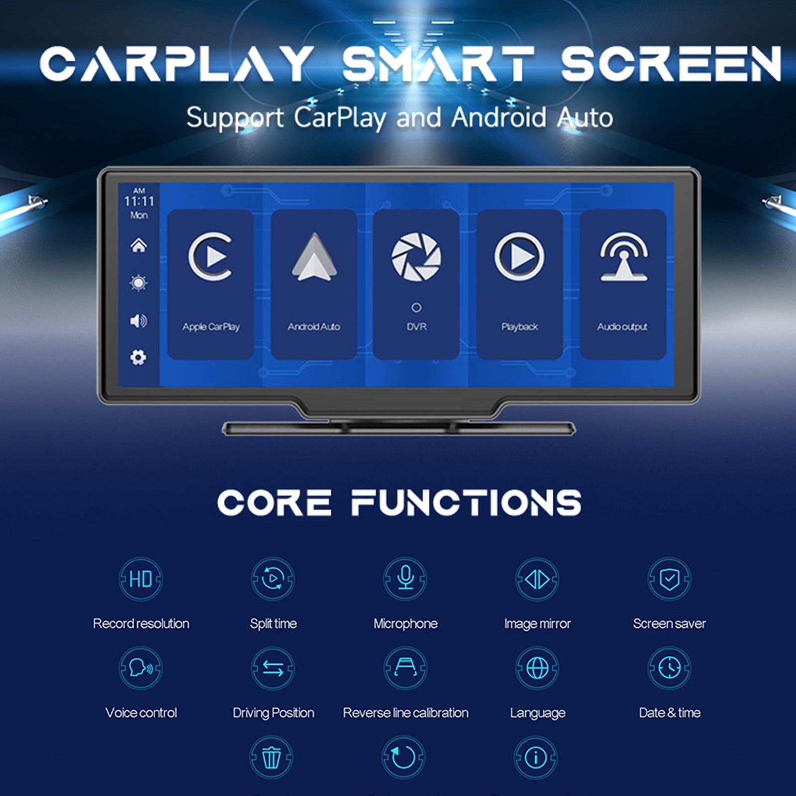 Monitor Smart Screen DVR da 10,26 pollici in formato NTSC per autobus per camper + telecamera per retromarcia