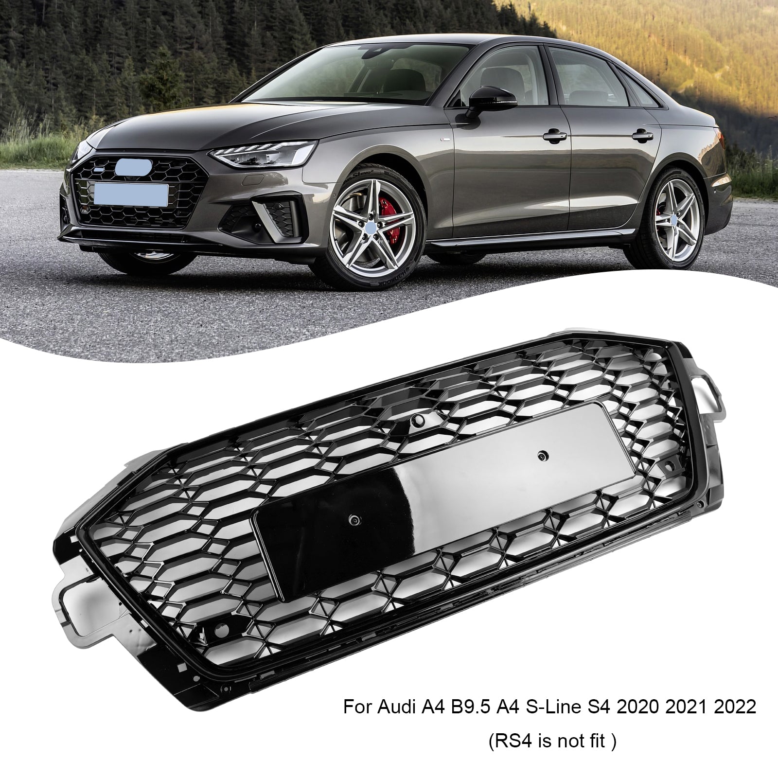 RS4 Style Front Bumper Grill Grille 8W0853651D Pour Audi A4 S4 B9.5 2020-2022