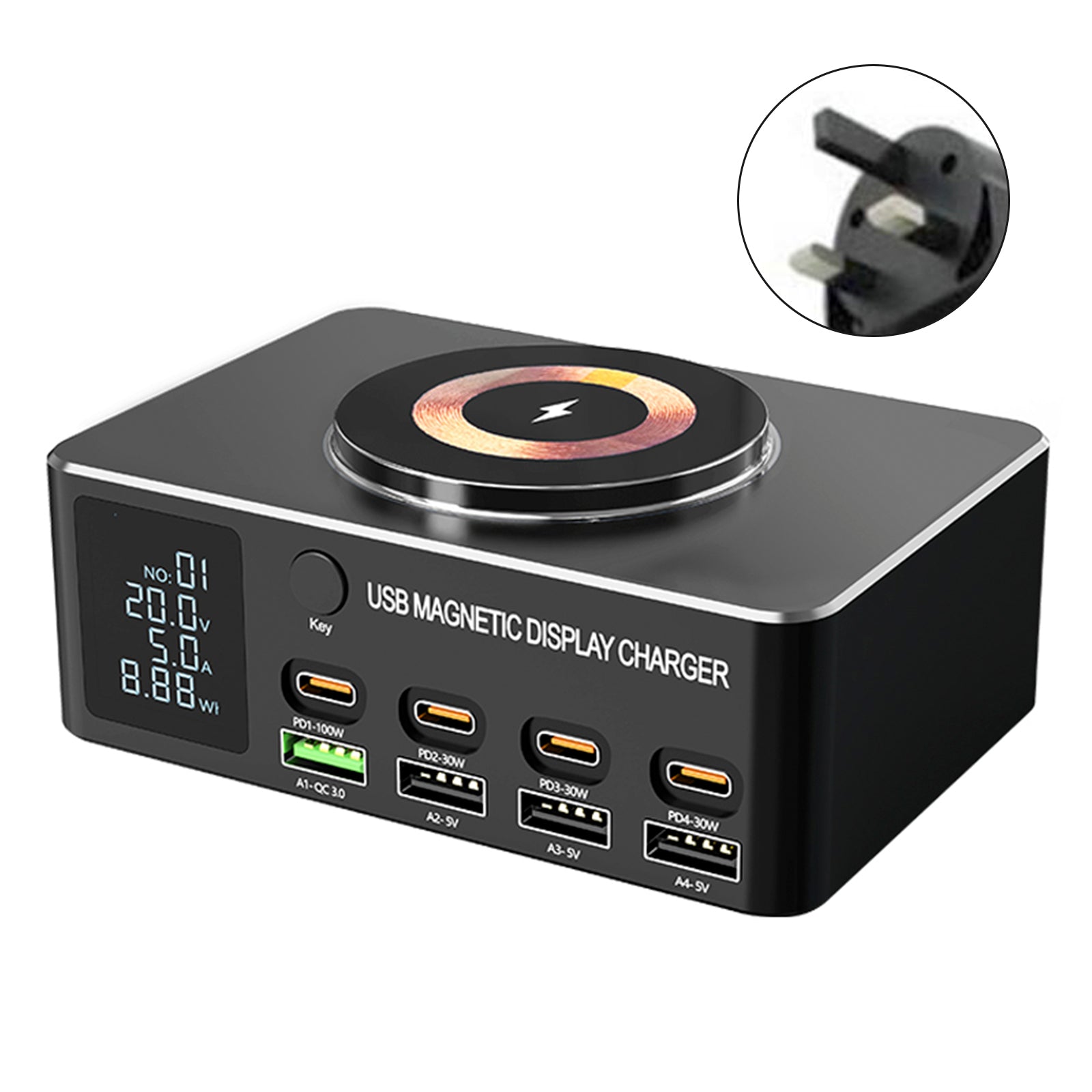 Caricatore rapido 140 W PD100 W Multiport intelligente USB per laptop