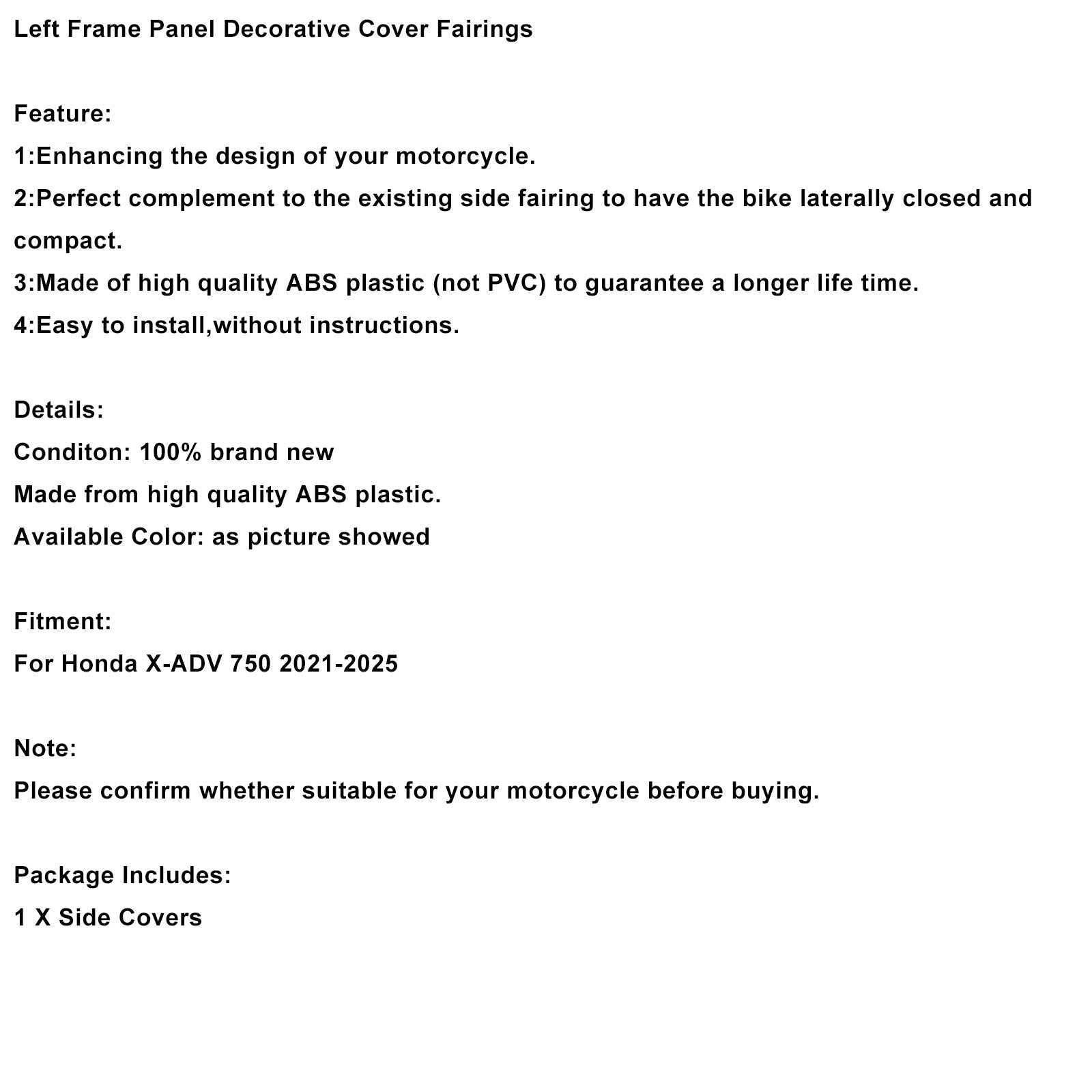 Carenatura decorativa per il pannello telaio sinistro della Honda X-ADV 750 (2021-2025)