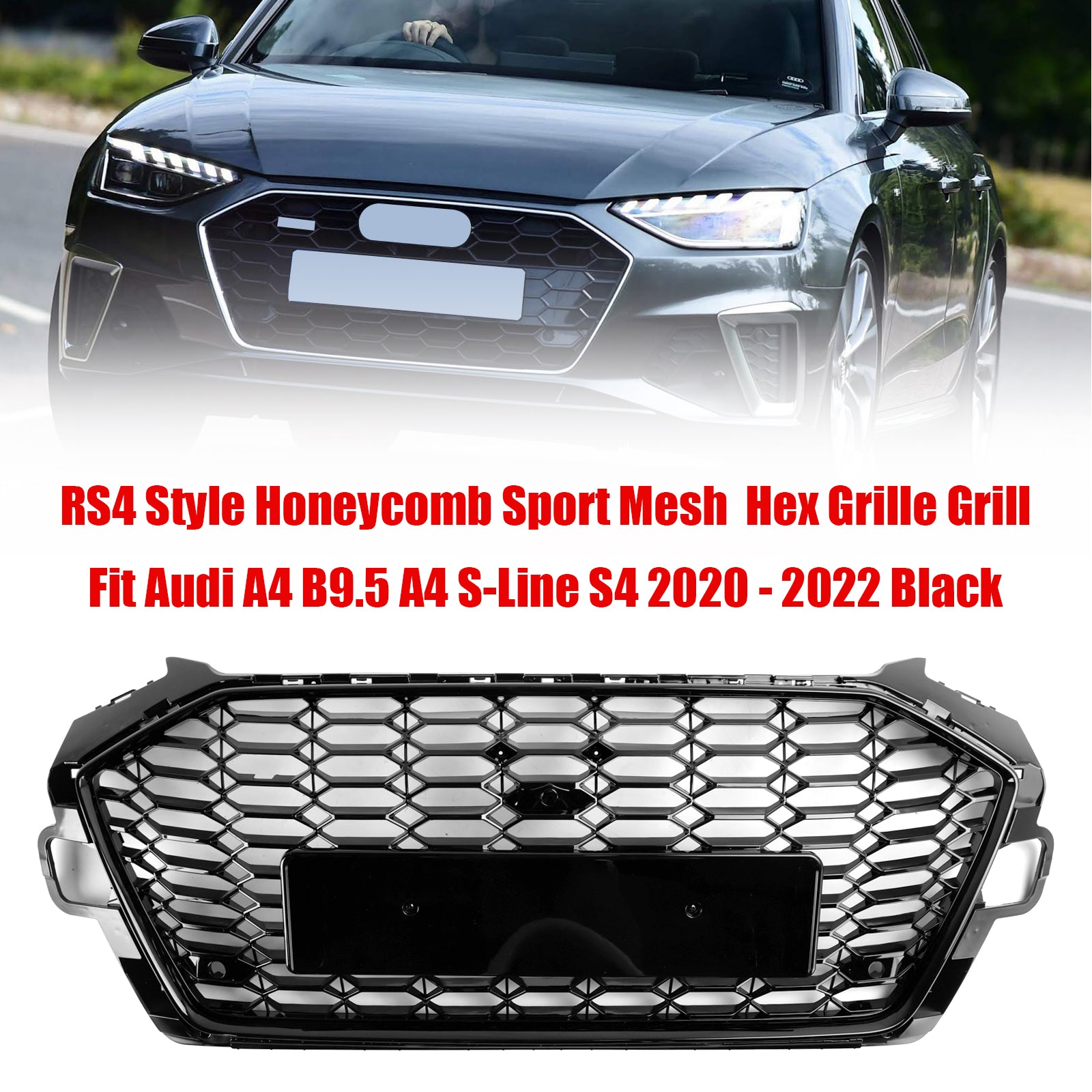 RS4 Style Front Bumper Grill Grille 8W0853651D Pour Audi A4 S4 B9.5 2020-2022