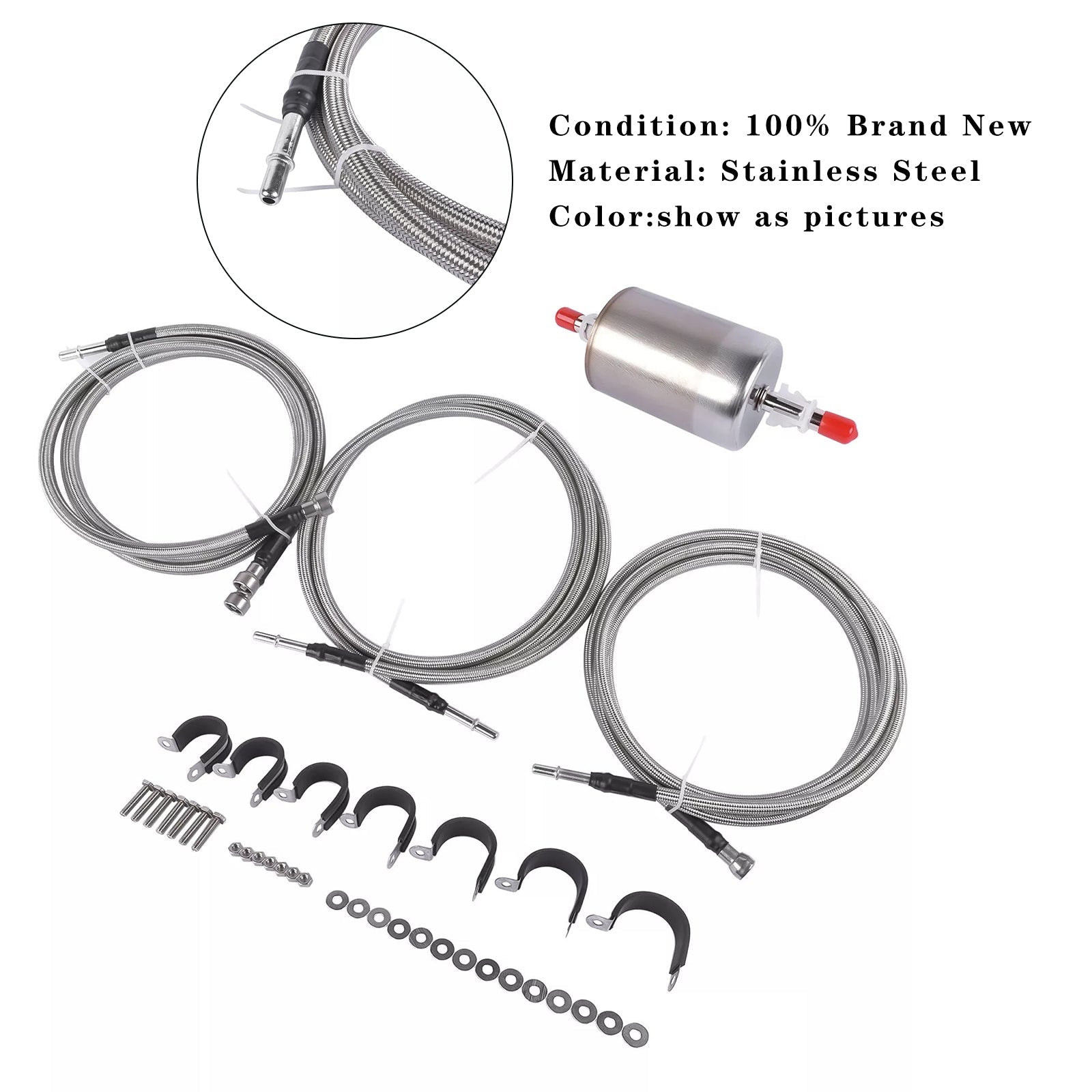 Kit tubo carburante intrecciato in acciaio inossidabile per GMC Sierra 3500 2001-2003 819-840 Correzione rapida