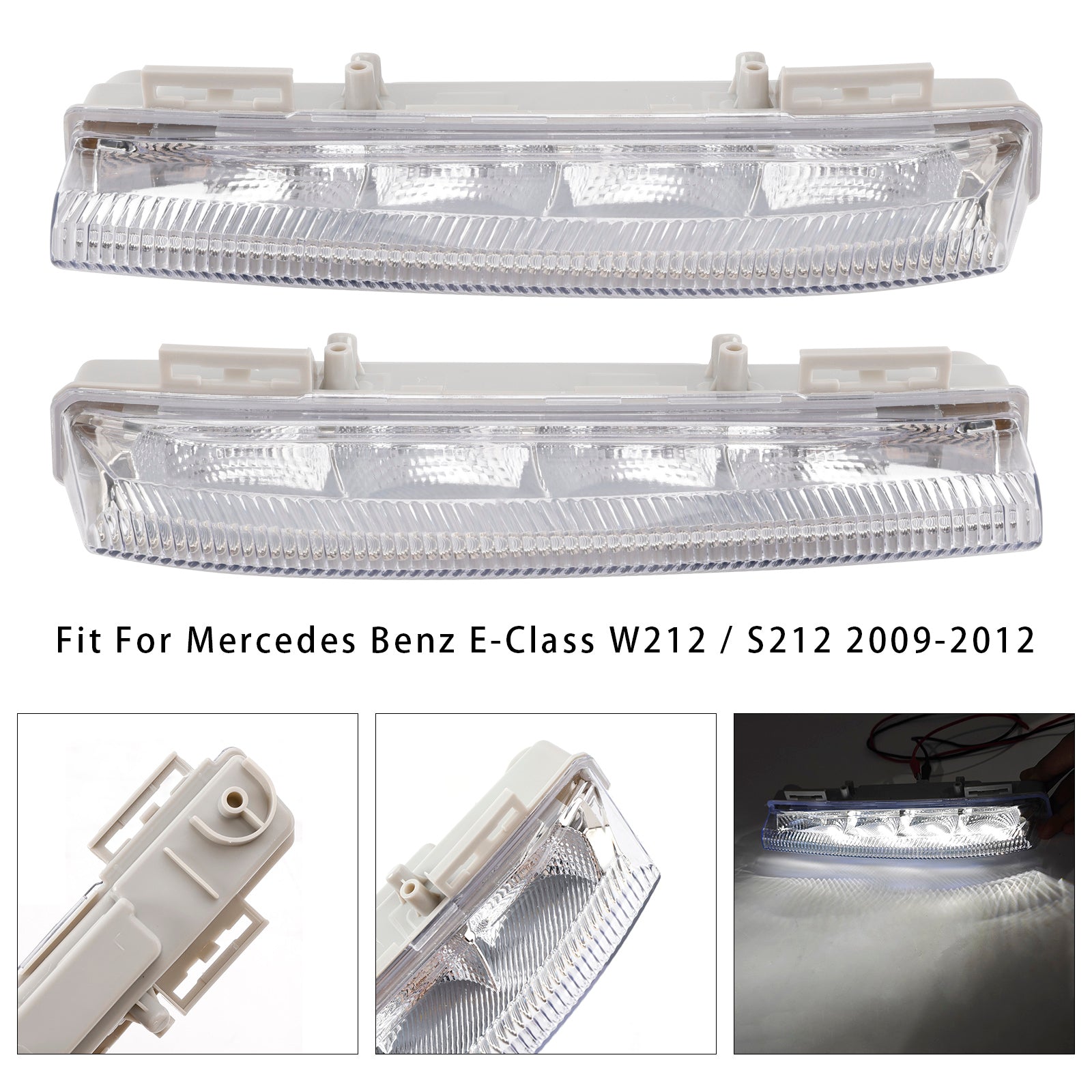 Paire de feux antibrouillard diurnes à LED pour Mercedes Benz W204 S204 W212 2007-2014