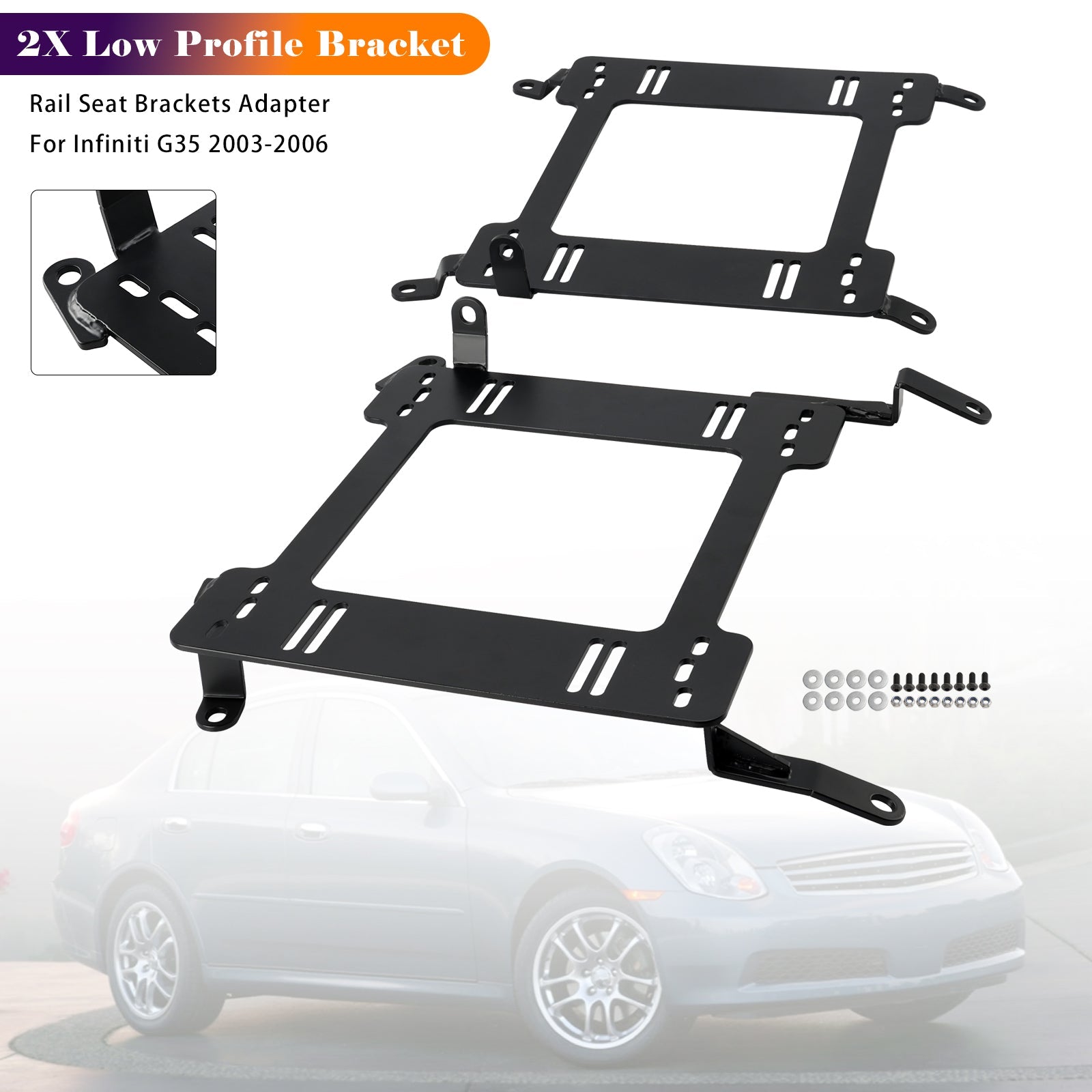 Adaptateur de supports de siège à profil bas (2X) pour rails de fixation Infiniti G35 (2003-2006).