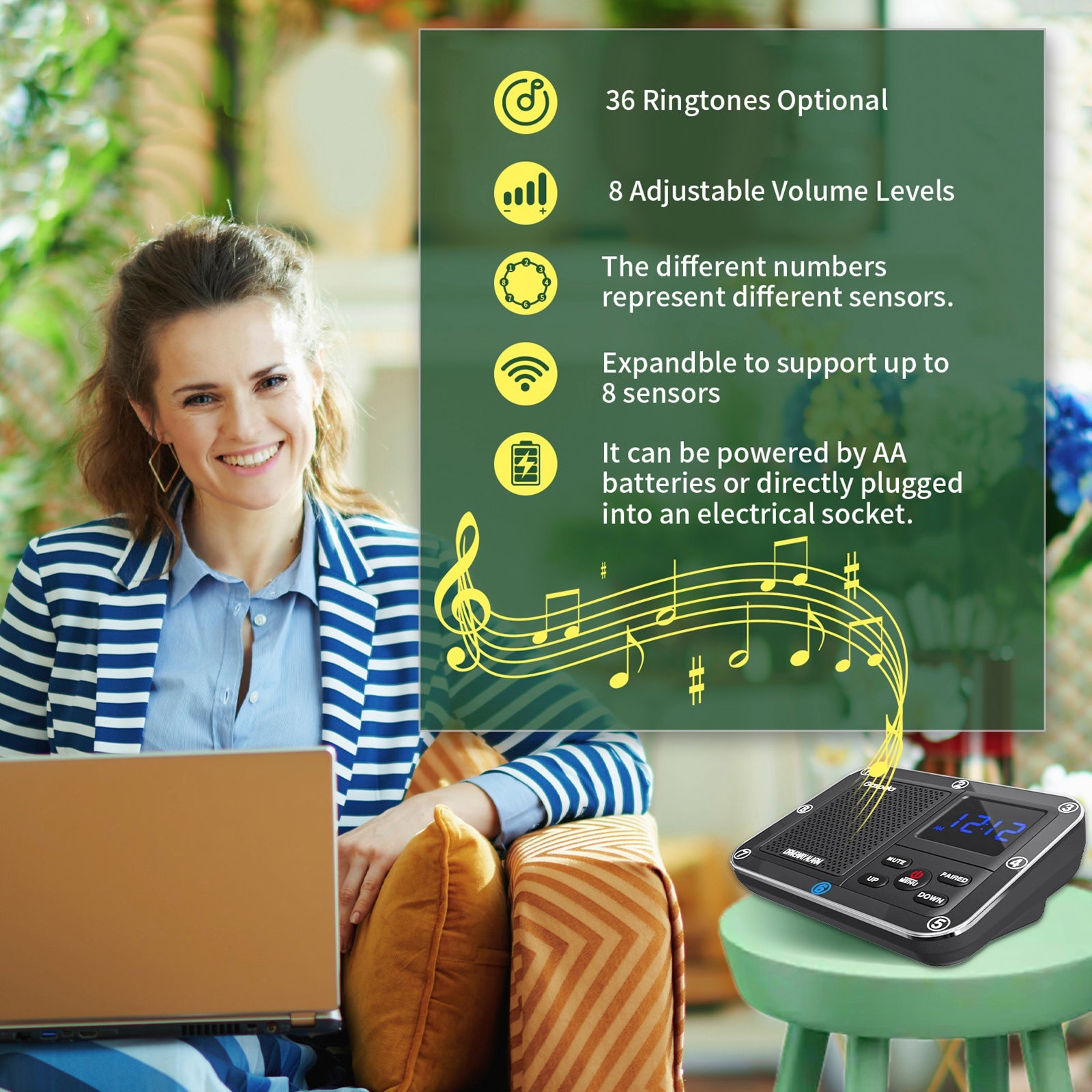 Alarme d'allée solaire extérieure infrarouge 800 m, antivol, induction, sans fil