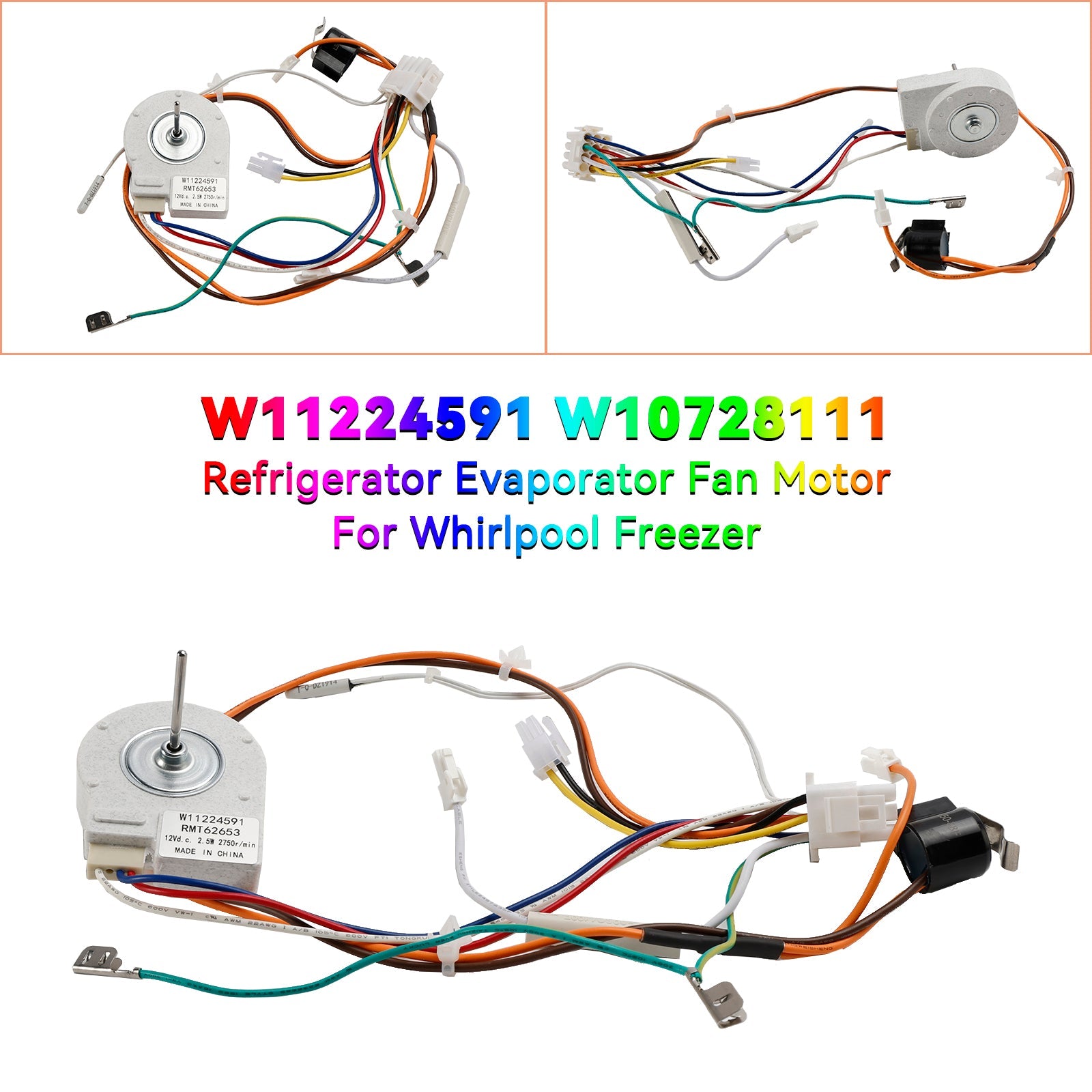 W11224591 W10728111 Moteur de ventilateur d'évaporateur de réfrigérateur pour congélateur Whirlpool