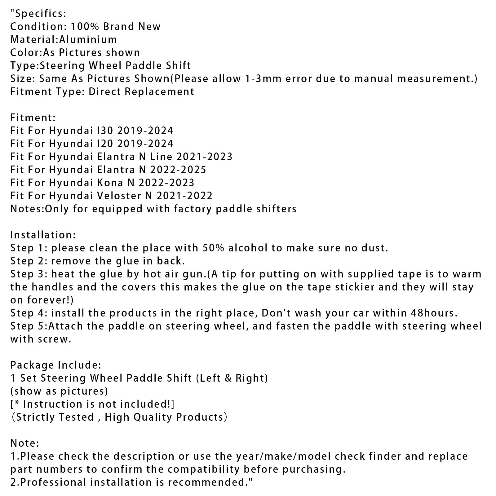 Extension de palettes de changement de vitesse au volant pour Hyundai Elantra i30 en aluminium