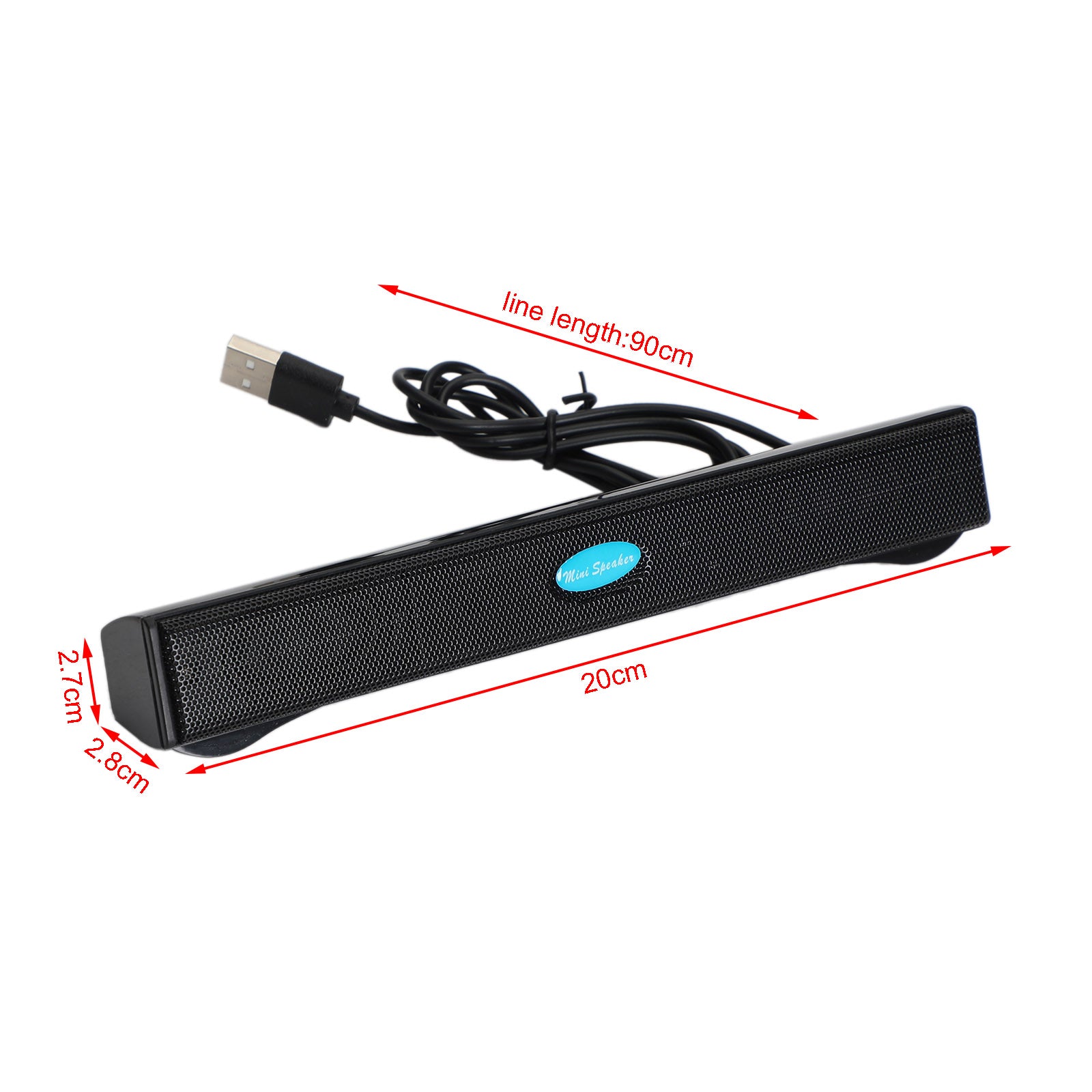 100HZ Wired USB Computer Haut-parleurs Stereo Sound Bar pour PC Laptop Noir