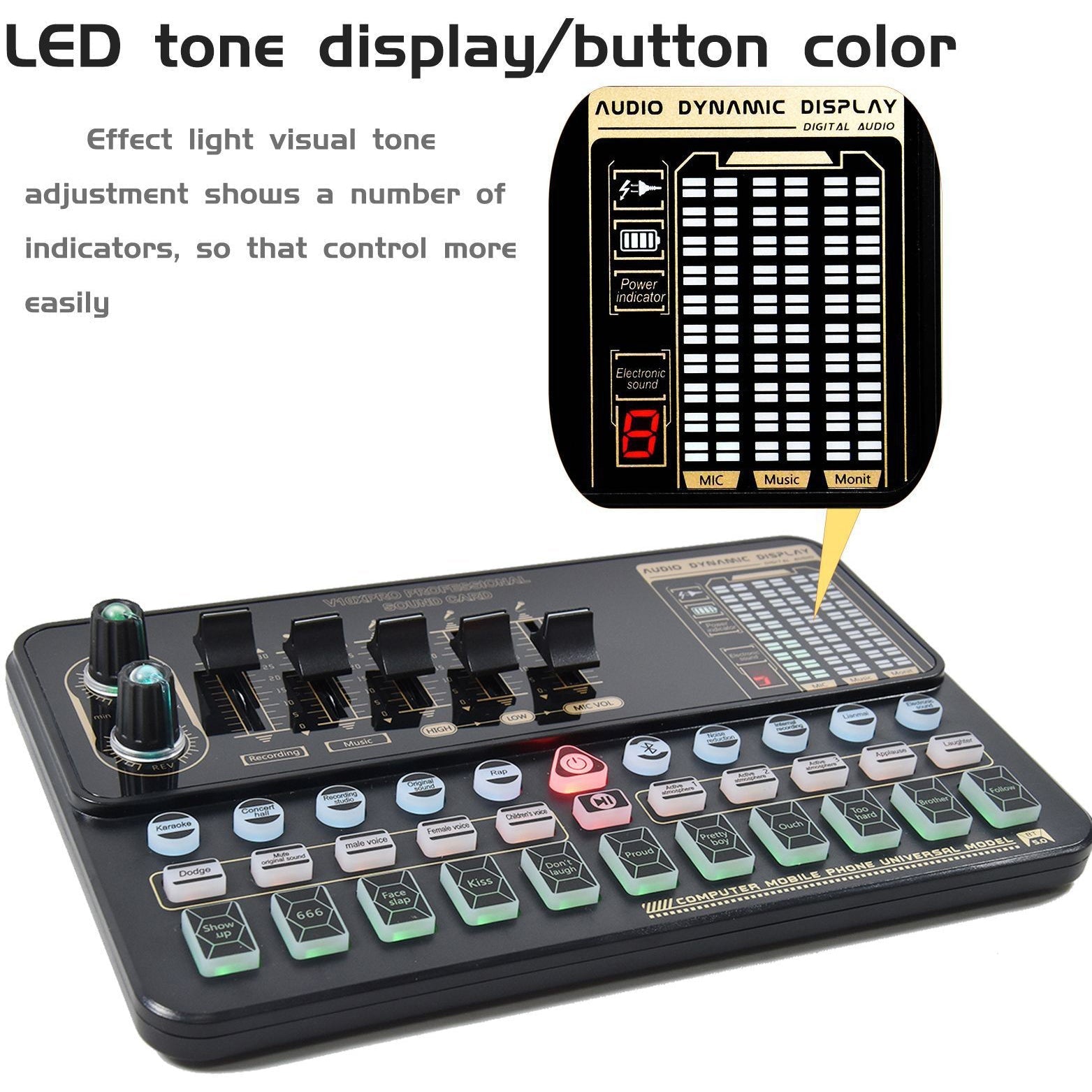 Tarjeta de sonido V10 Tarjeta de sonido en vivo Teléfono móvil Karaoke Computadora Equipo de transmisión en vivo Tik Tok