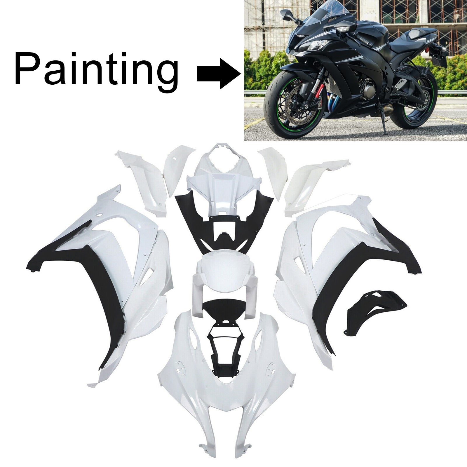 Kit de carénage injecté en plastique ABS compatible avec Kawasaki ZX10R 2016-2020