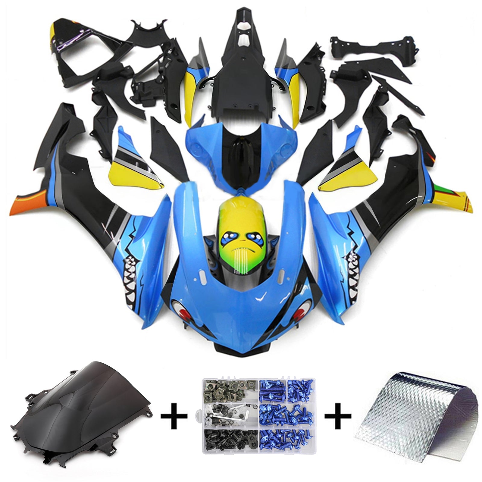 Kit de carénage en plastique ABS injecté compatible avec Yamaha YZF 1000 R1 2015-2019