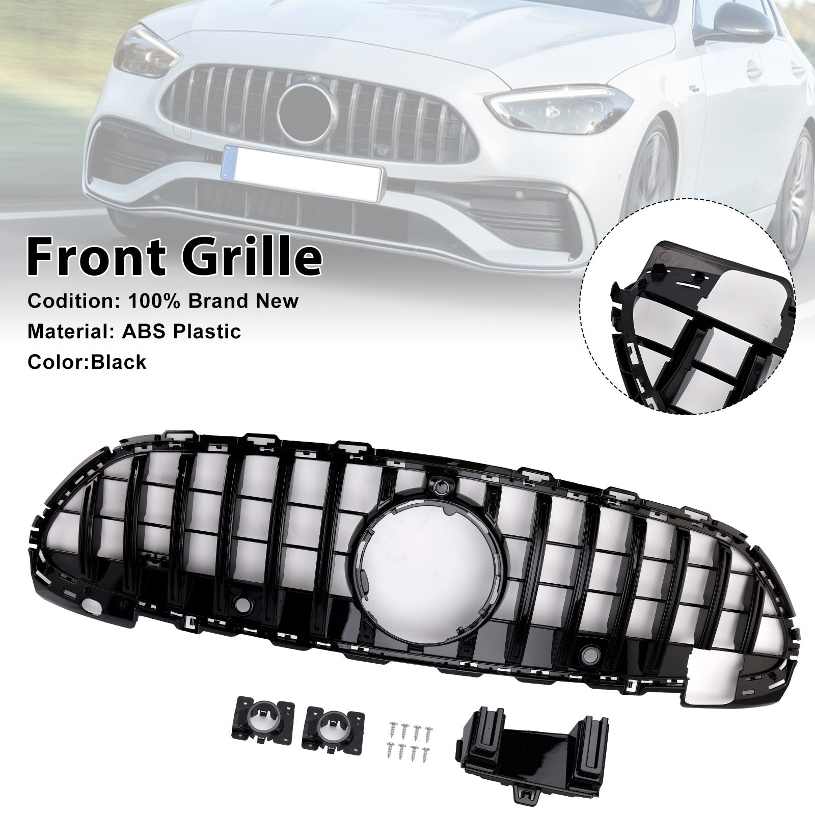 Grille de pare-chocs avant style GTR pour Mercedes Benz W206 avec caméra 2022-2023