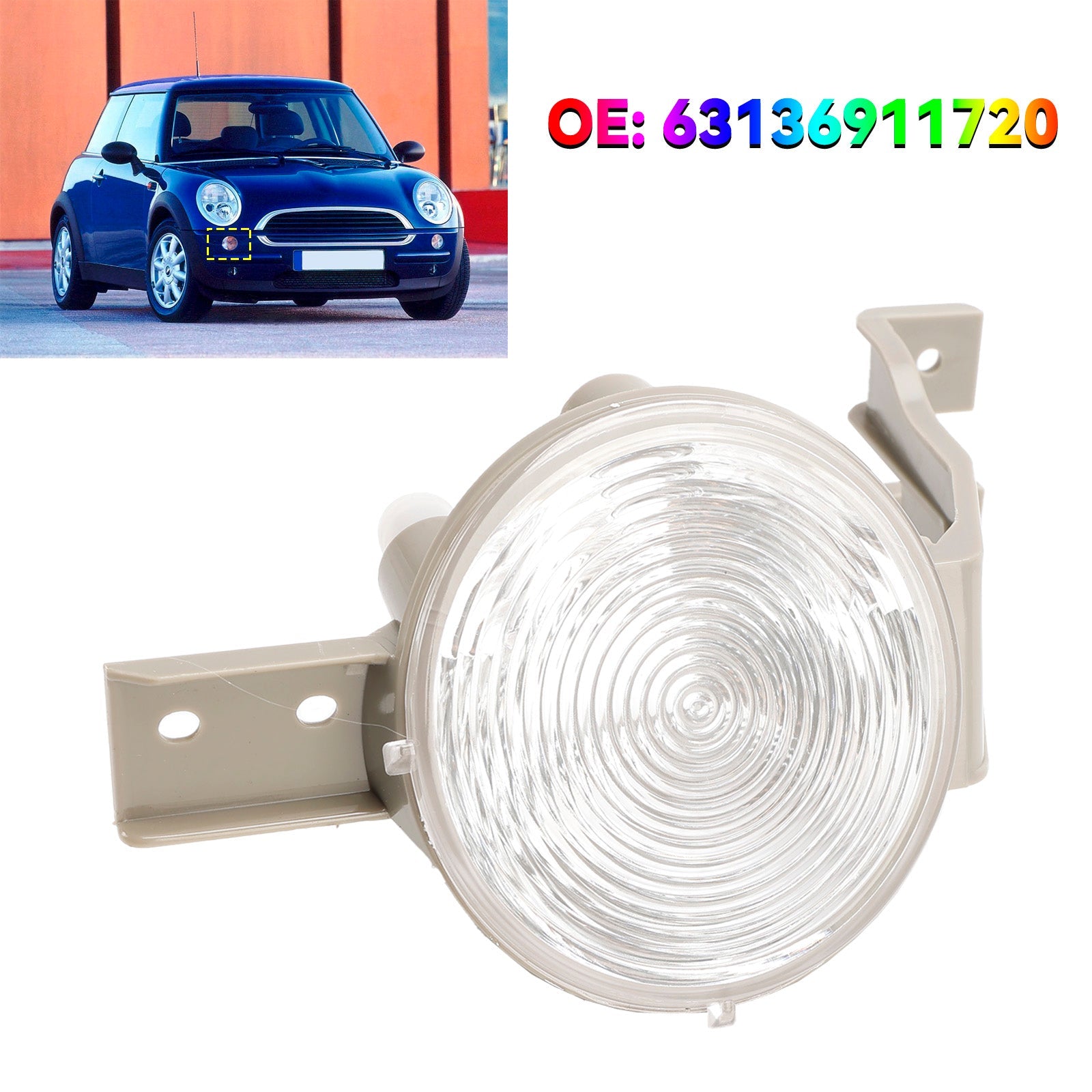 Richtingaanwijzer rechtsvoor, heldere lens 63136911720 voor Mini Cooper