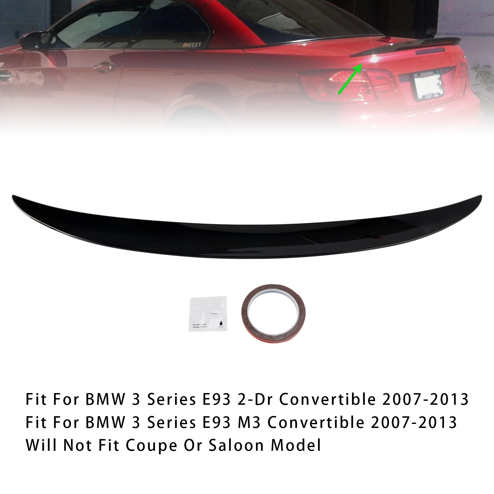 Spoiler posteriore per baule nero lucido per BMW Serie 3 E93 Cabrio 2 porte (2007-2013)