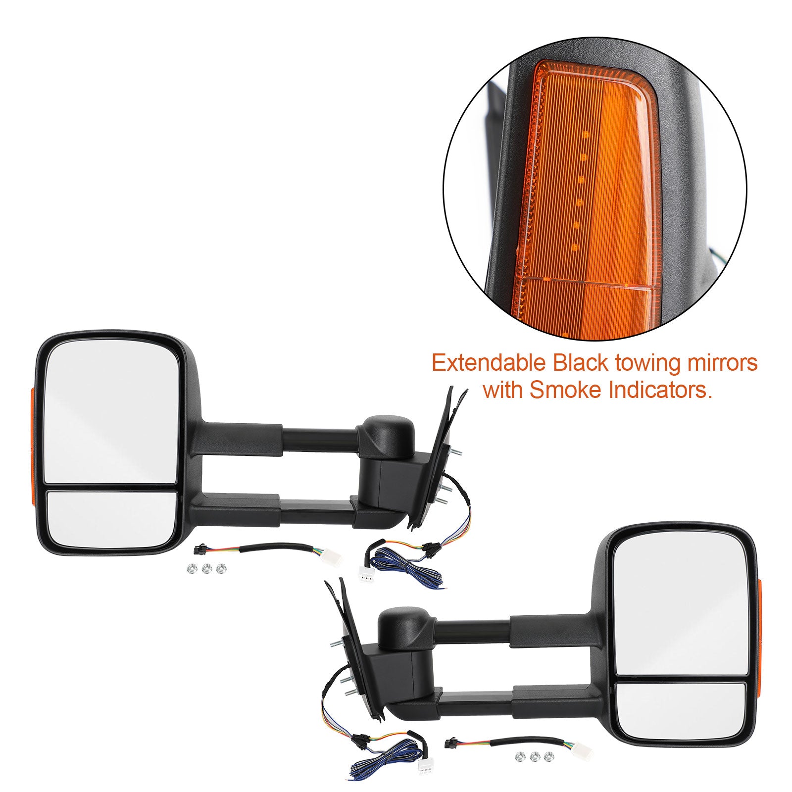 Pair of Electric Extendable Towing Mirrors Pour Toyota Hilux 2005-2011 Black