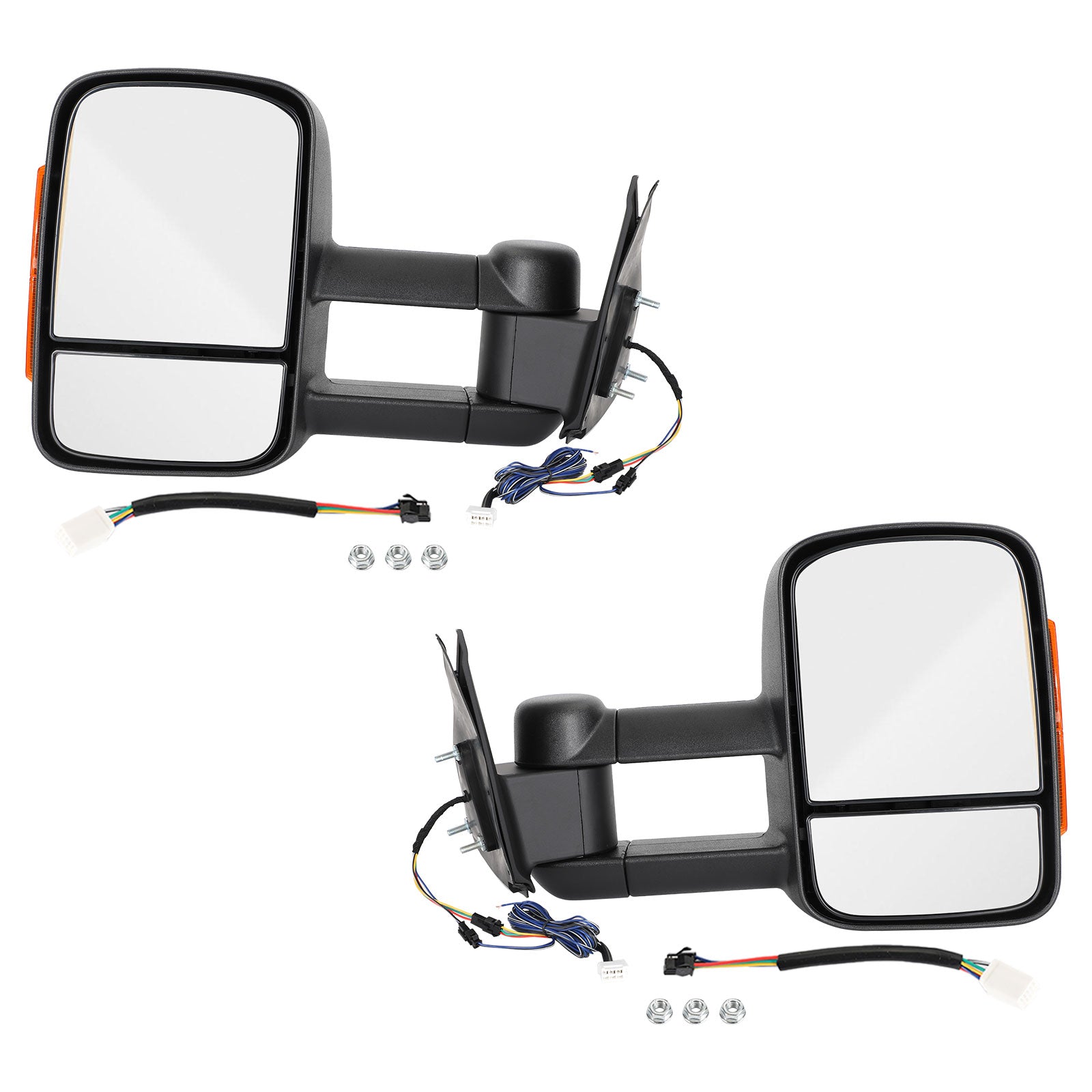 Pair of Electric Extendable Towing Mirrors Pour Toyota Hilux 2005-2011 Black
