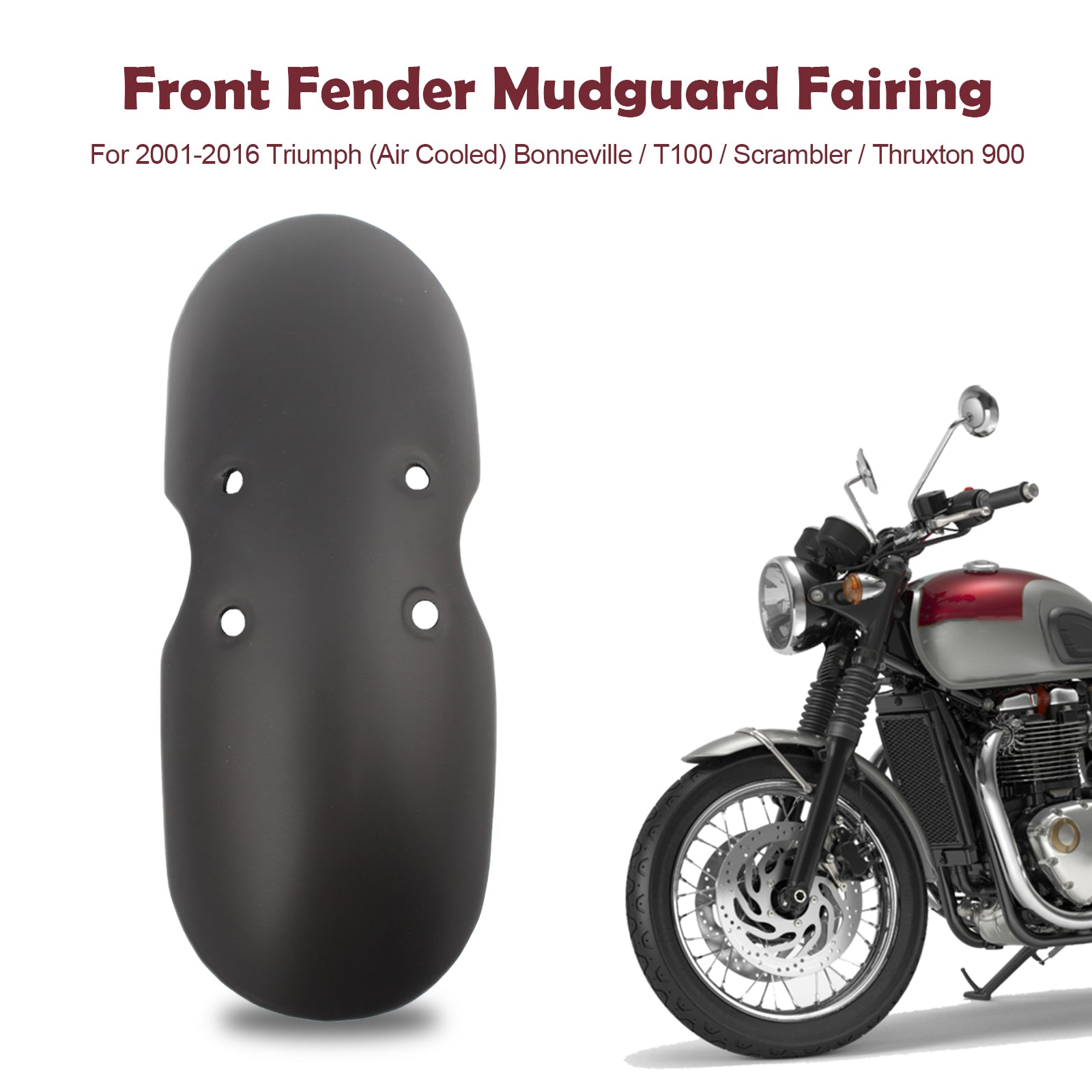 Garde-boue avant pour Bonneville T100 Scrambler Thruxton 2001-2016 Matt Black