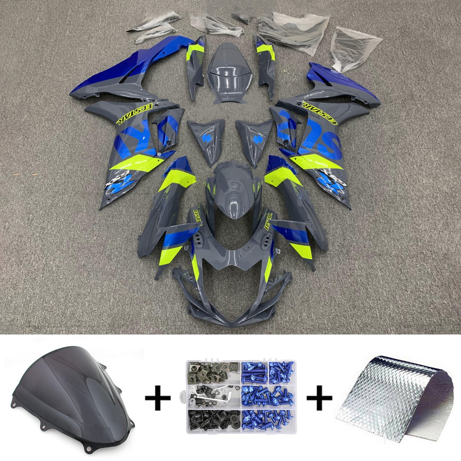 Amotopart Suzuki GSXR 600/750 2011-2023 K11 Kit Carénage Carrosserie Plastique ABS