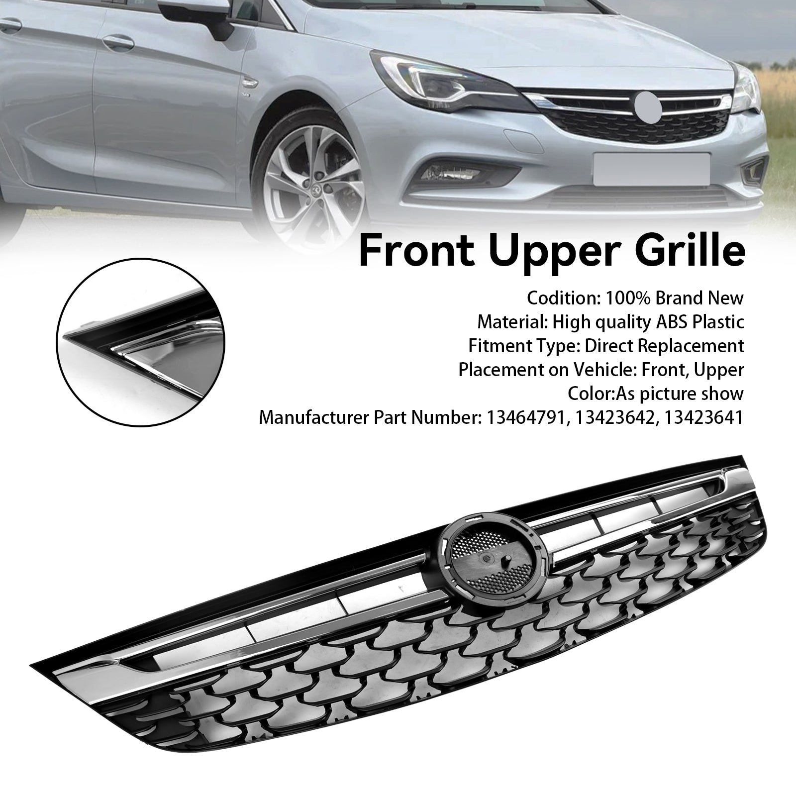 Black Chrome Front Bumper Grill Grille pour Opel Astra K 2015-2019 Facelift