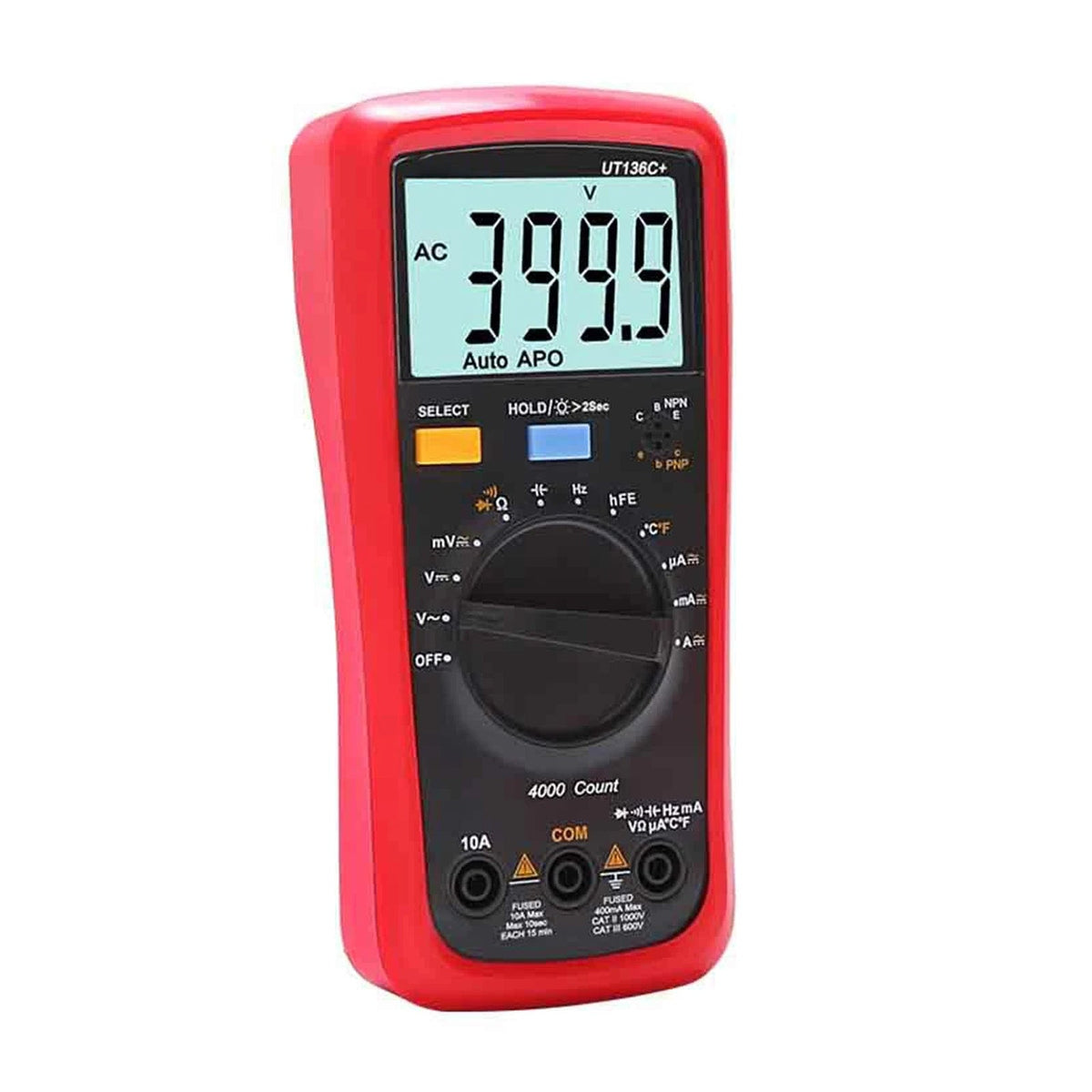 UT136C+ digitale multimeter: AC/DC-multimetertester, voltmeter, ampèremeter, ohmmeter