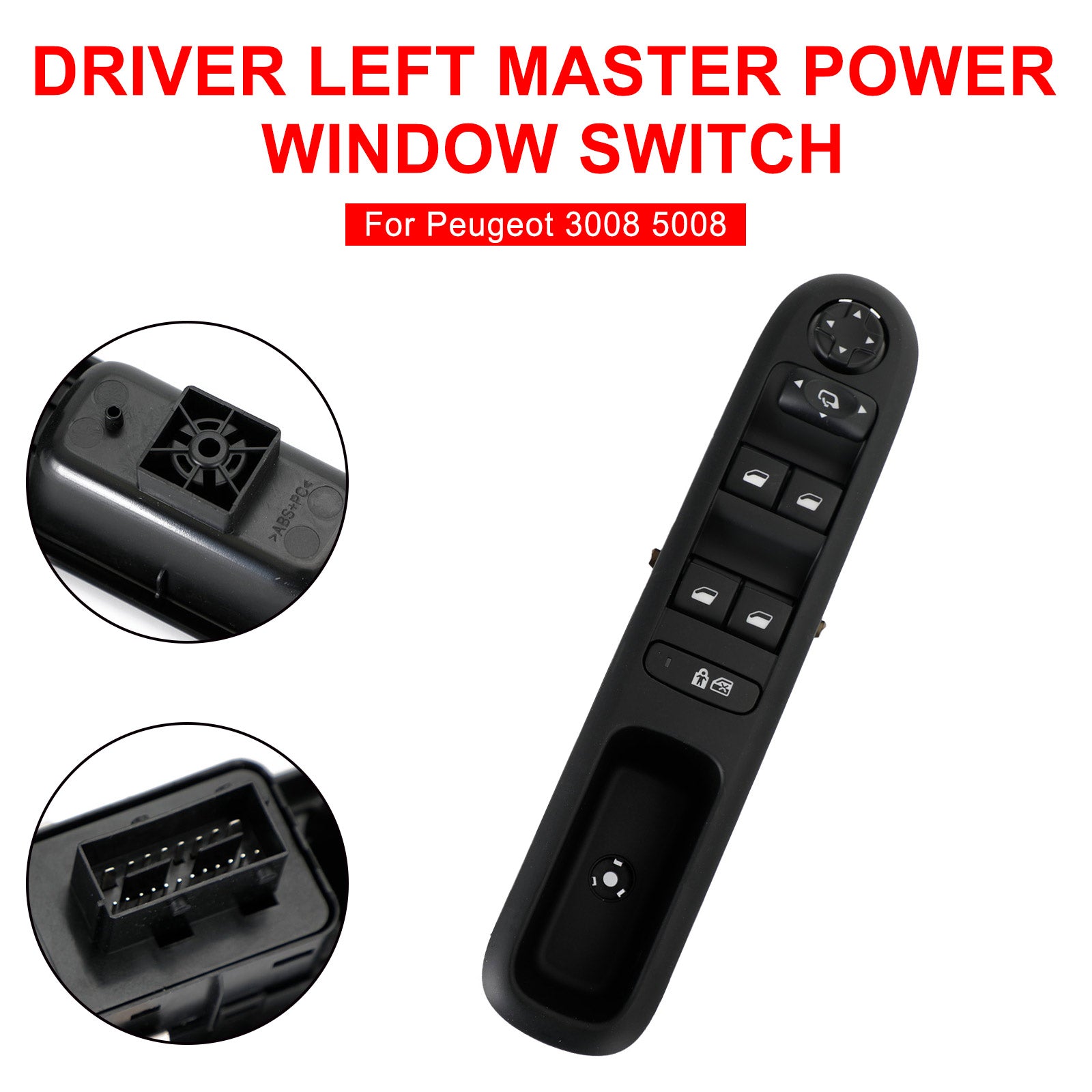 Interruttore principale per alzacristalli elettrici e specchietti 96650621ZD per Peugeot 3008 5008 2010-2016
