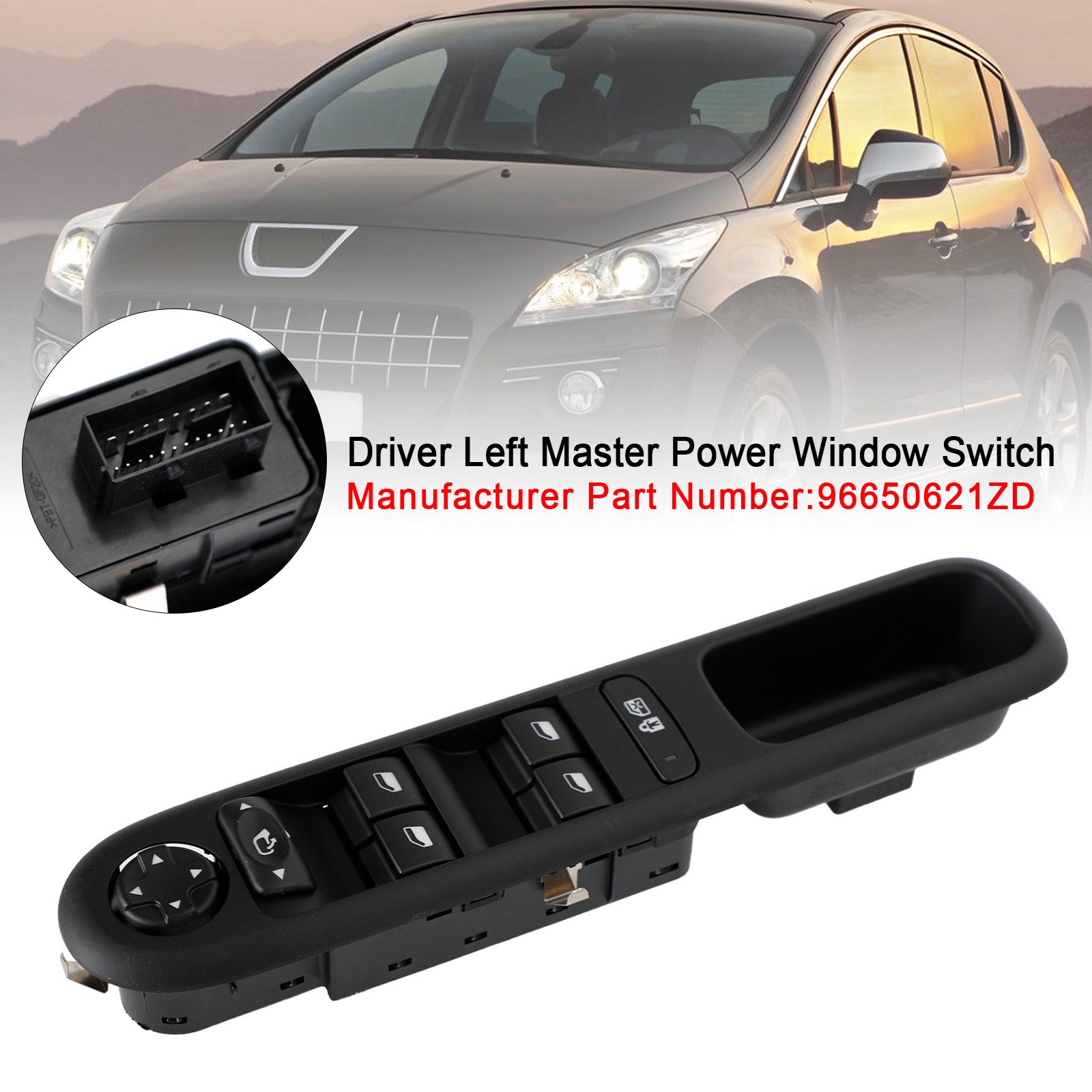 Interruttore principale per alzacristalli elettrici e specchietti 96650621ZD per Peugeot 3008 5008 2010-2016