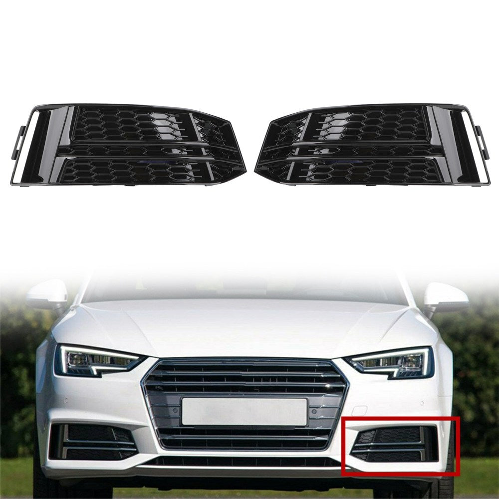 Black Front Fog Light Cover pour AUDI A4 B9 S-LINE 2016-2018 Bumper Grille