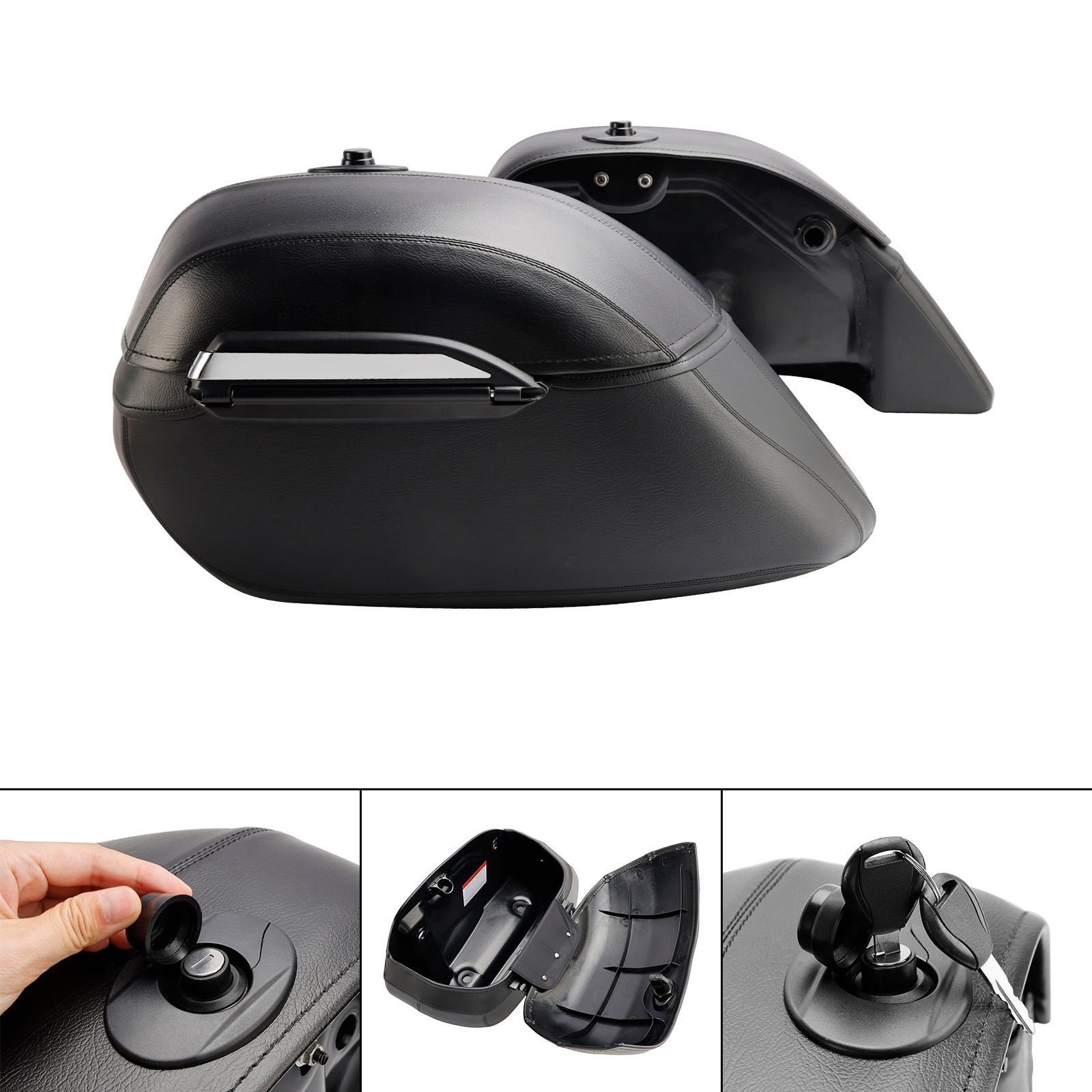 Borse laterali in poliuretano nero per Kawasaki Vulcan S 650 Vn/En650 (2015-2023).