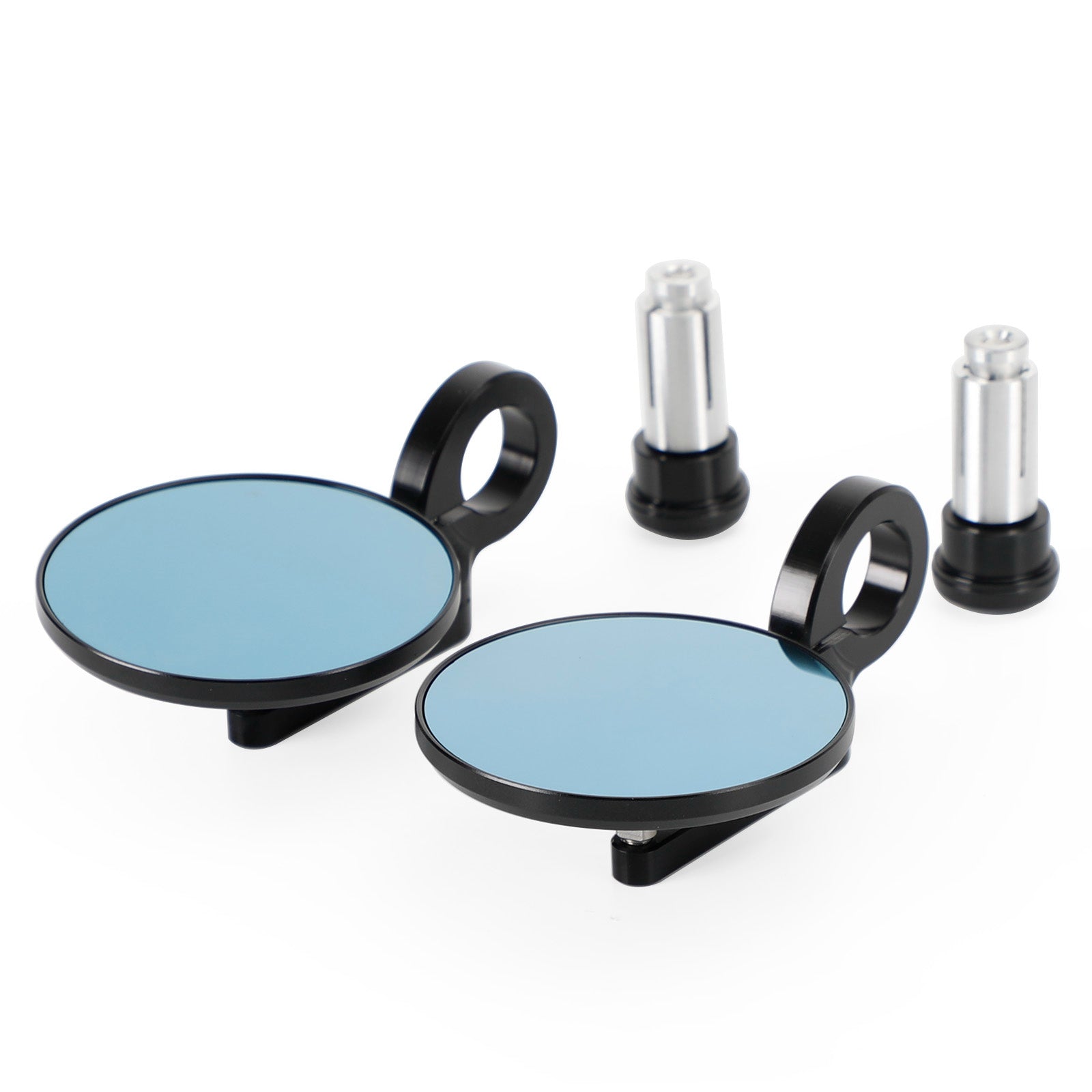 Rétroviseur court noir embout de guidon 22 et 25 mm aluminium pour motos - NEUF