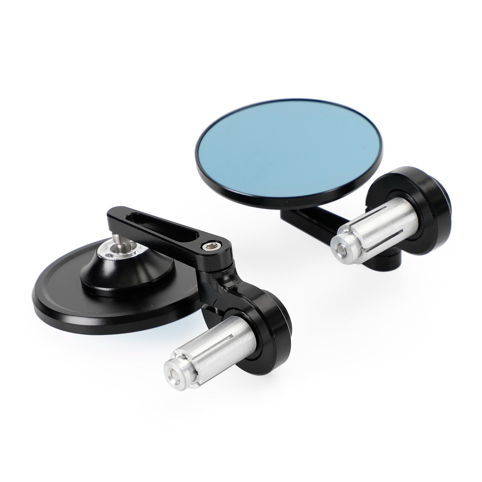 Rétroviseur court noir embout de guidon 22 et 25 mm aluminium pour motos - NEUF