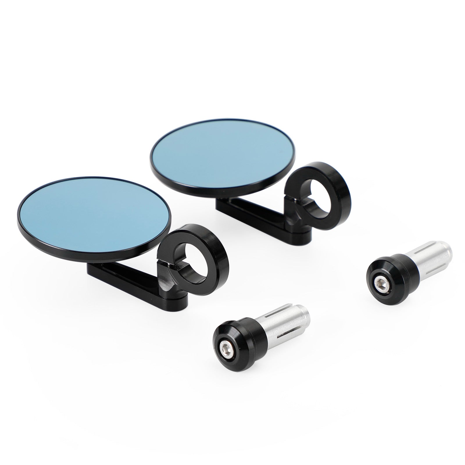 Rétroviseur court noir embout de guidon 22 et 25 mm aluminium pour motos - NEUF